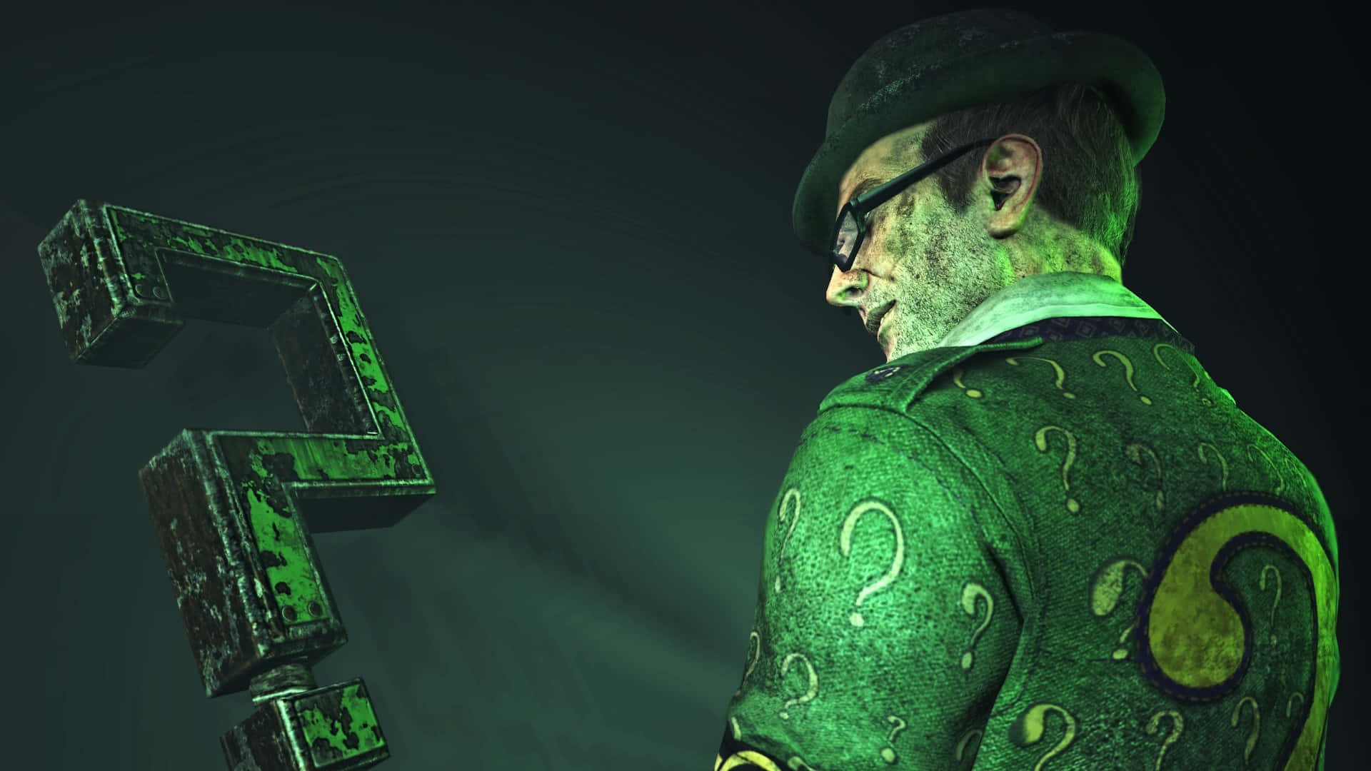 Riddler, question mark, green suit, Full HD Desktop Wallpaper
