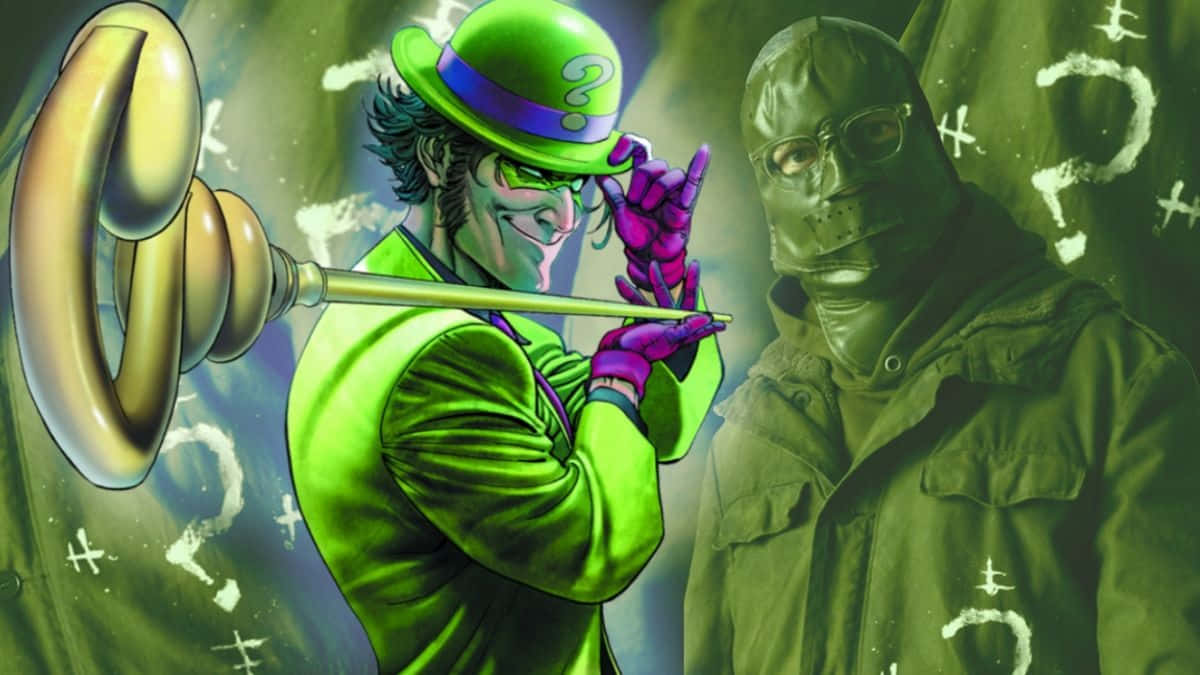 Riddler, vibrant green suit, hat, SD Desktop Wallpaper