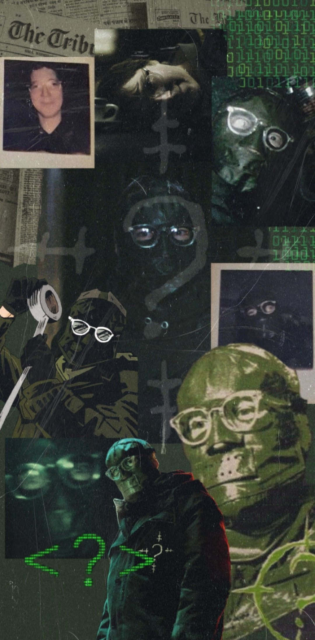 Riddler, collage, masked figures, Full HD Phone Wallpaper