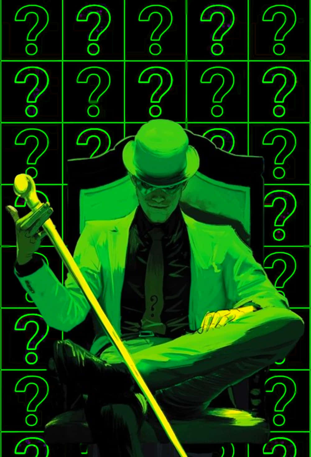 Green Riddler, top hat, cane, HD Phone Wallpaper