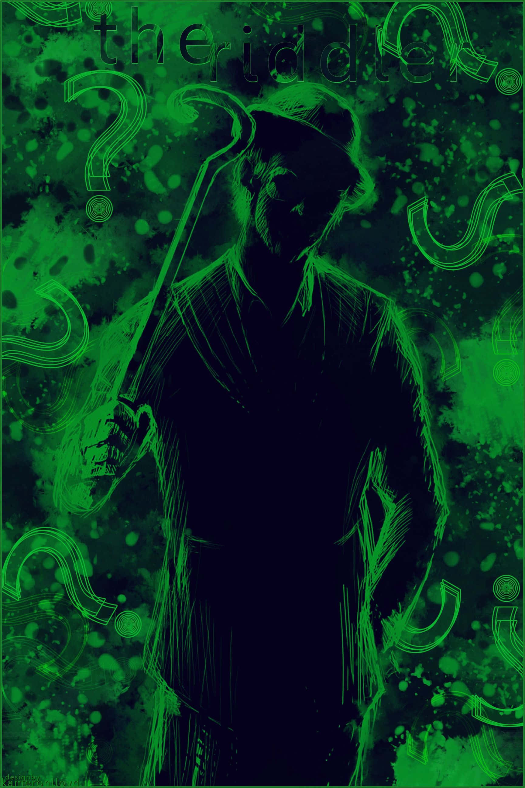 Riddler, fedora, cane, 2K Phone Wallpaper