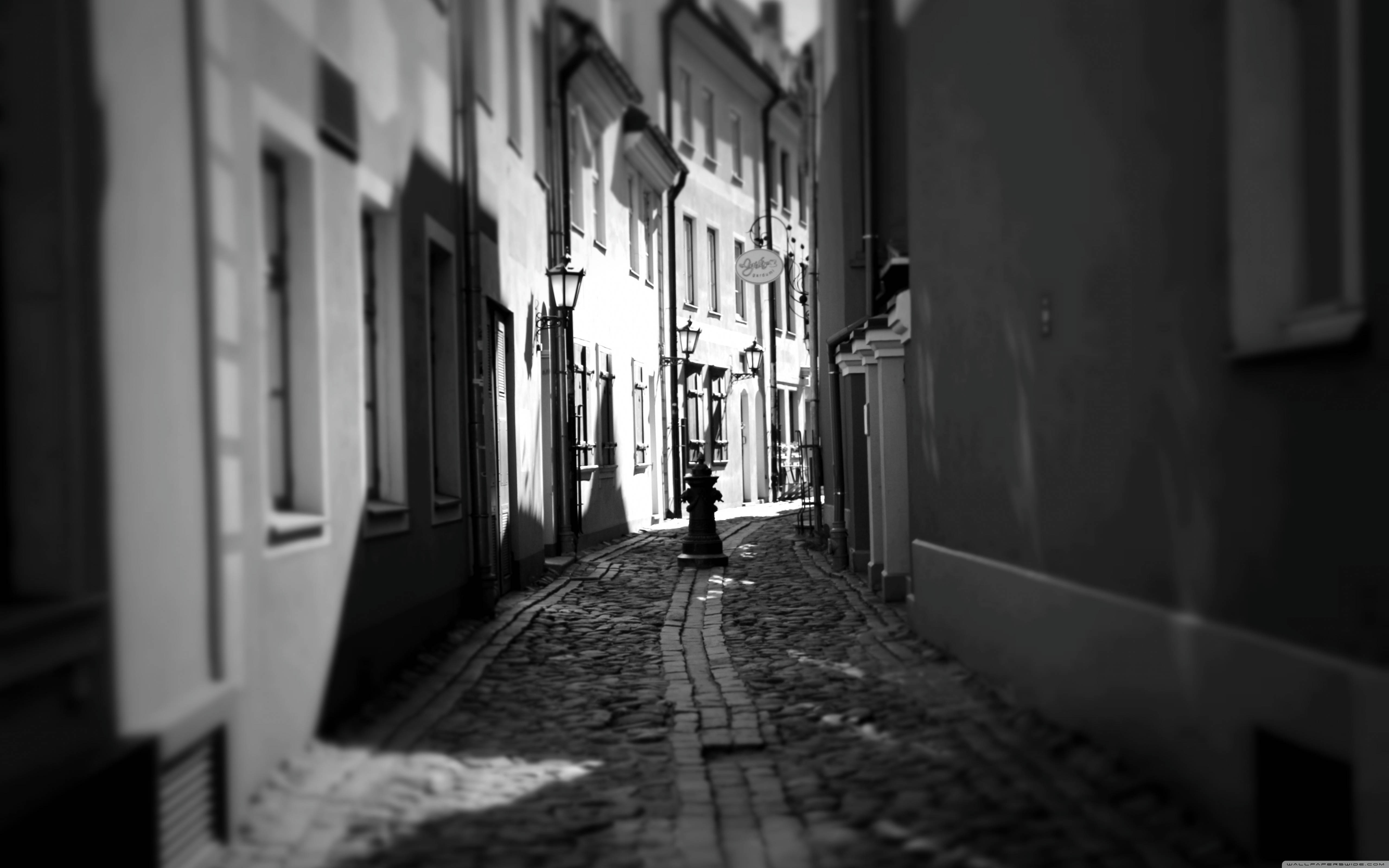 Riga, cobblestone alleyway, old buildings, 5K Desktop Wallpaper