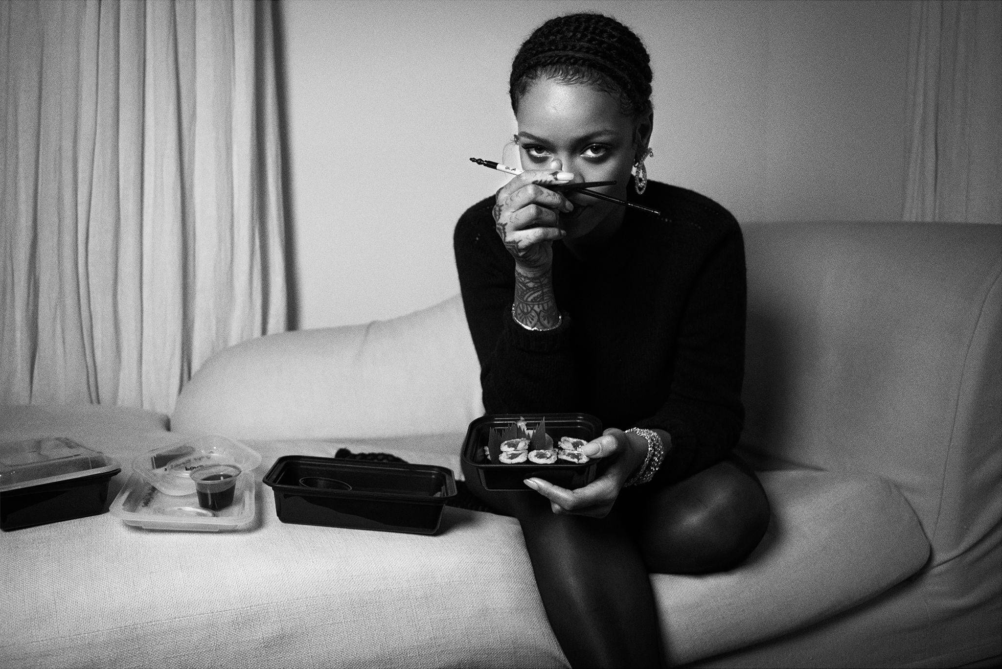 Rihanna HD, sushi, chopsticks, Full HD Desktop Wallpaper