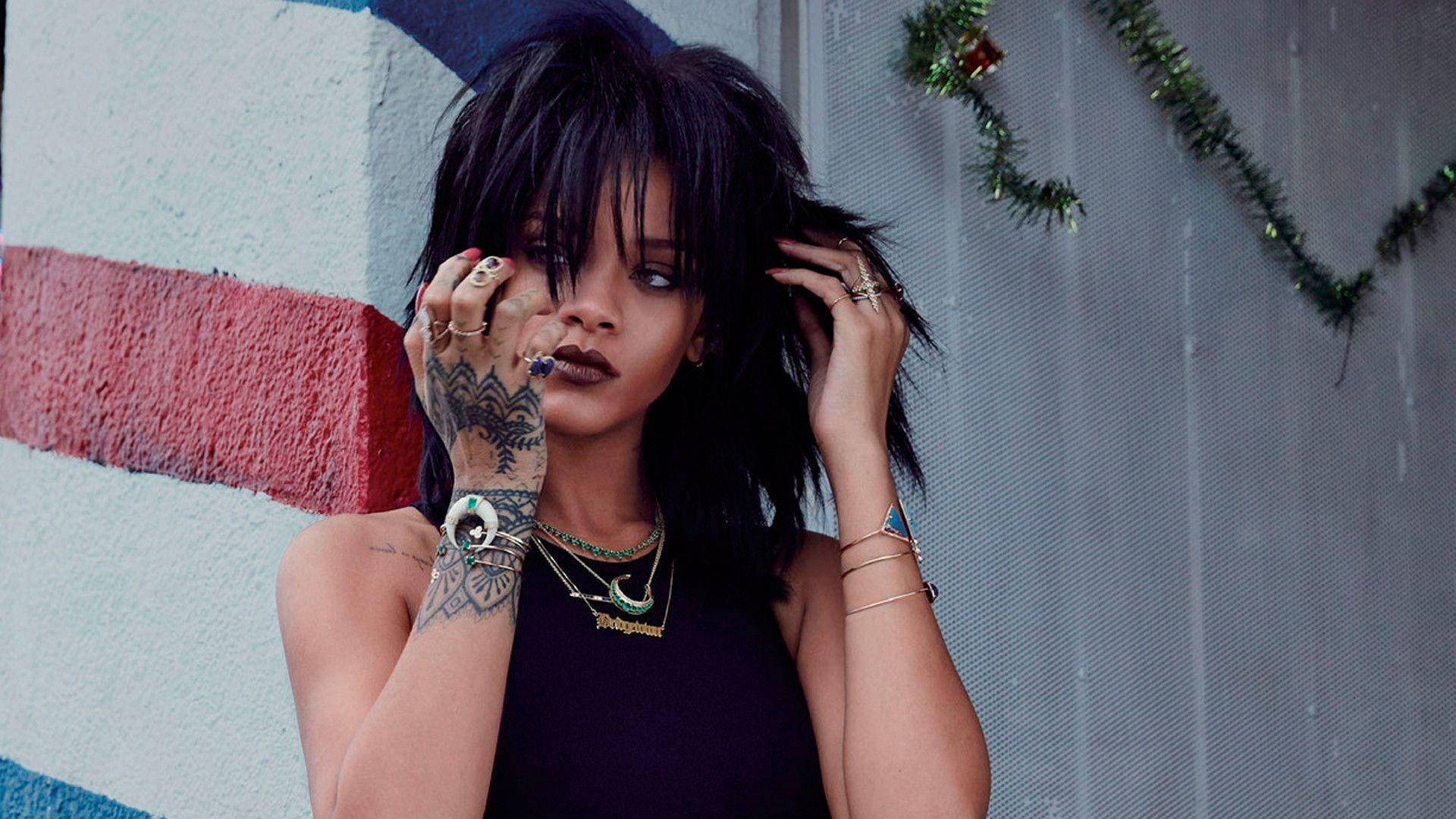 Rihanna, tattoo, sleeveless, Full HD Desktop Wallpaper