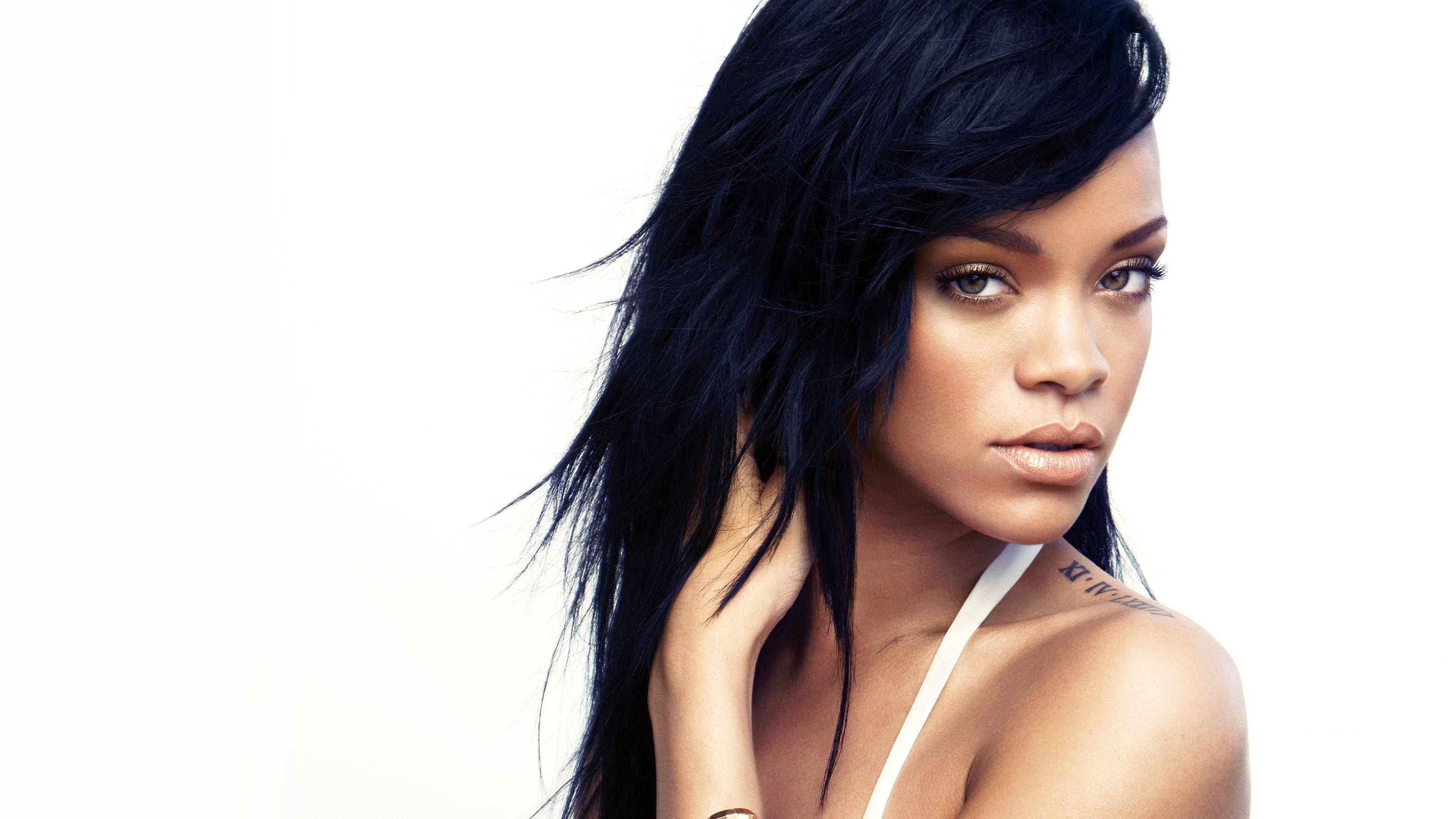 Rihanna, dark hair, bold gaze, 4K Desktop Wallpaper