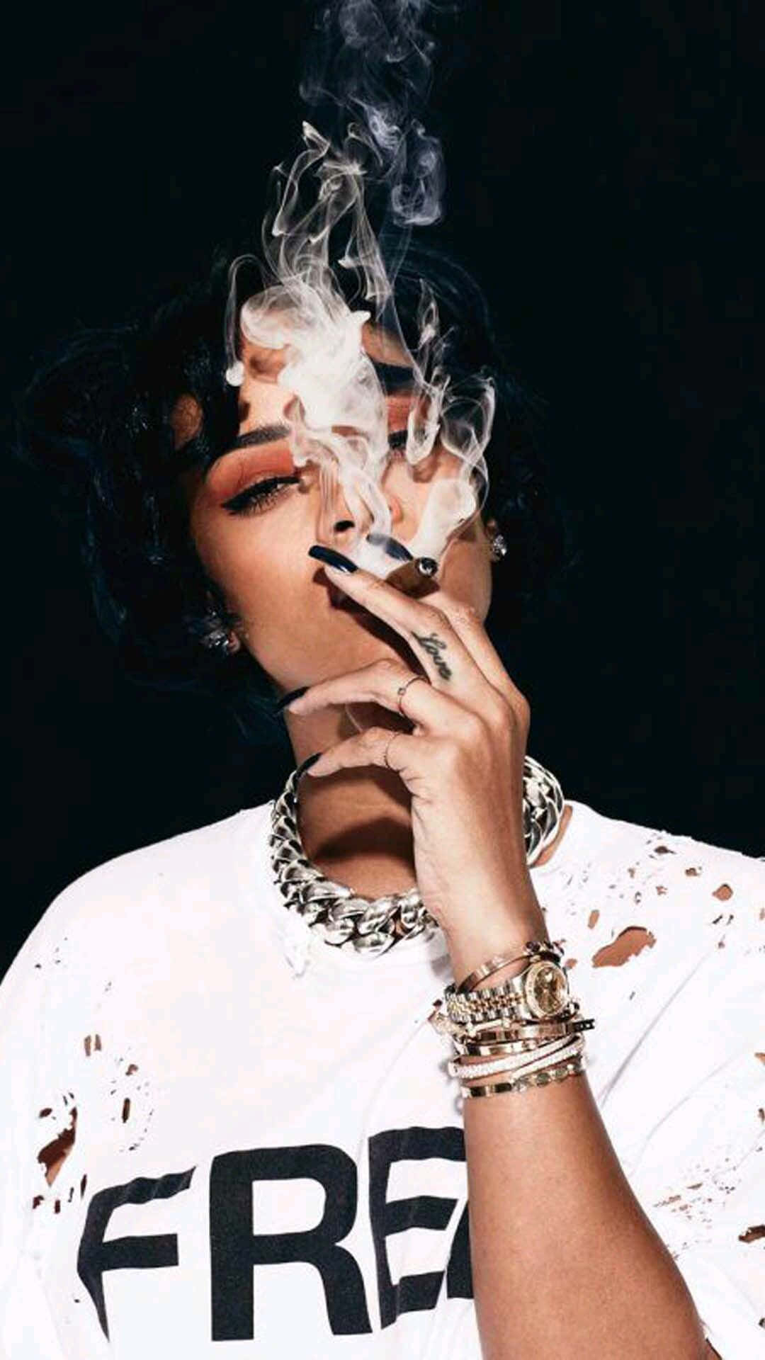 Rihanna, girl, smoking, Full HD Phone Wallpaper