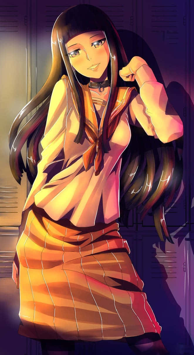 Rikako Oryo, school uniform, purple lockers, SD Phone Wallpaper