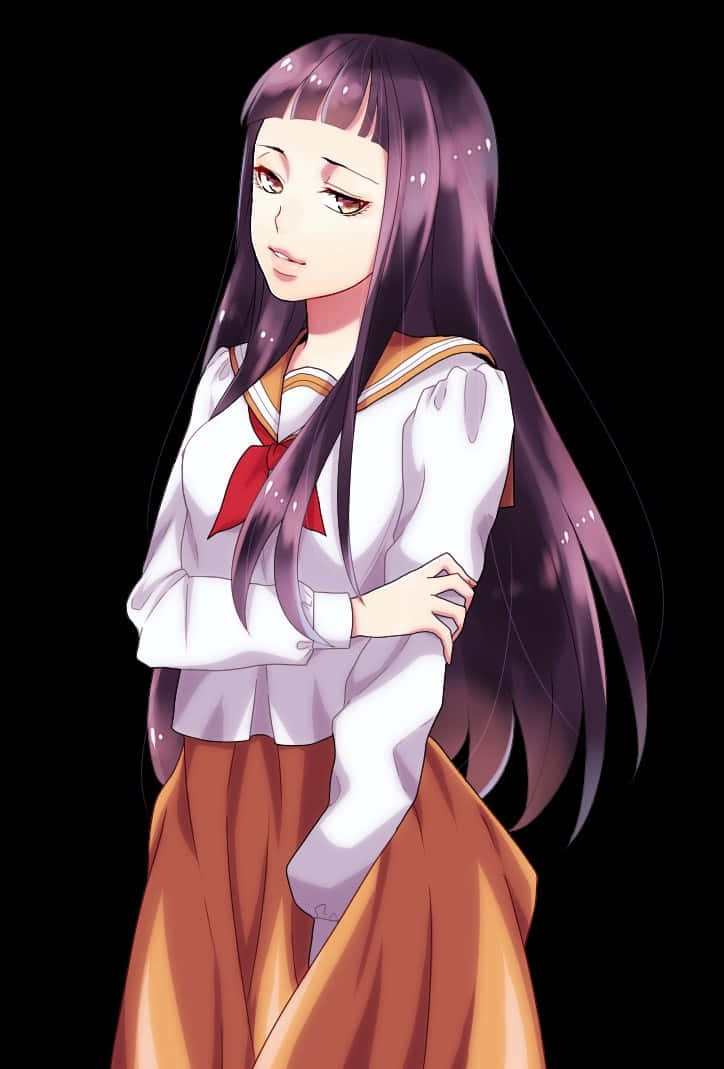 Rikako Oryo, long purple hair, sailor uniform, SD Phone Wallpaper