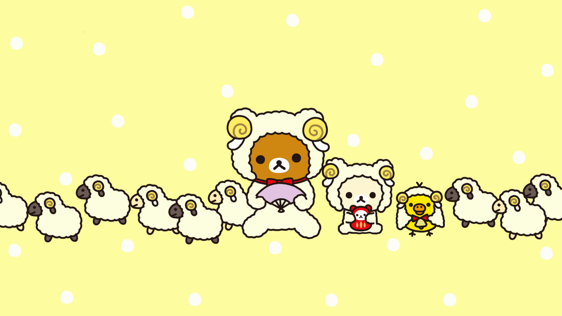 Rilakkuma, laptop, yellow background, Full HD Desktop Wallpaper