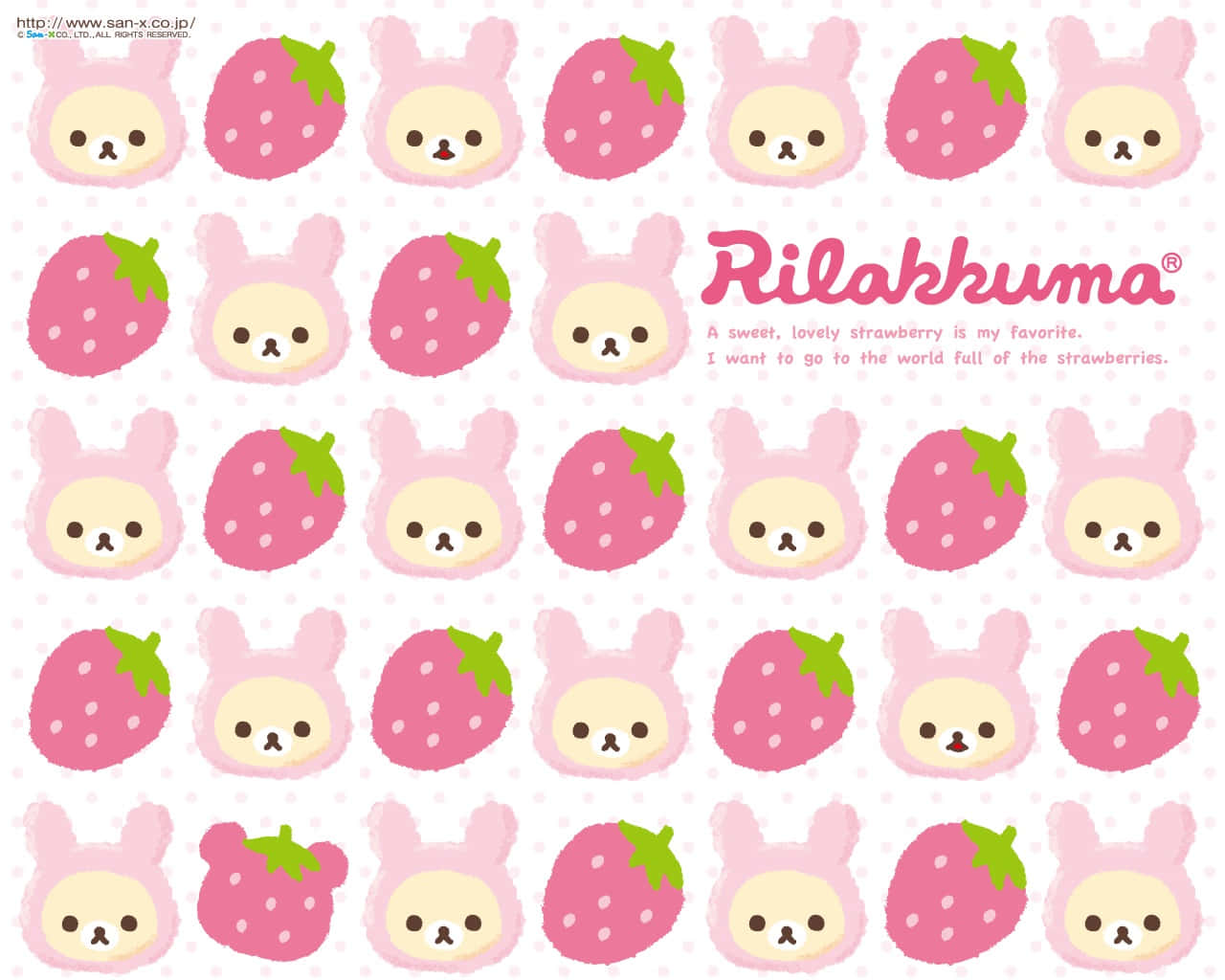 Rilakkuma, pink Rilakkuma characters, strawberry costumes, HD Desktop Wallpaper