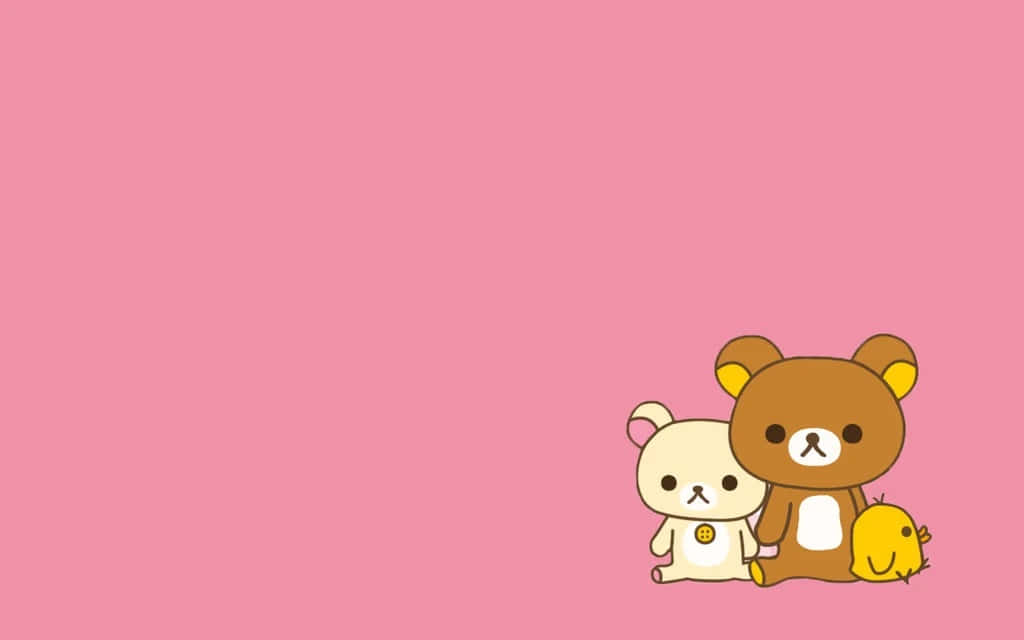 Rilakkuma, pink background, minimalist style, SD Desktop Wallpaper