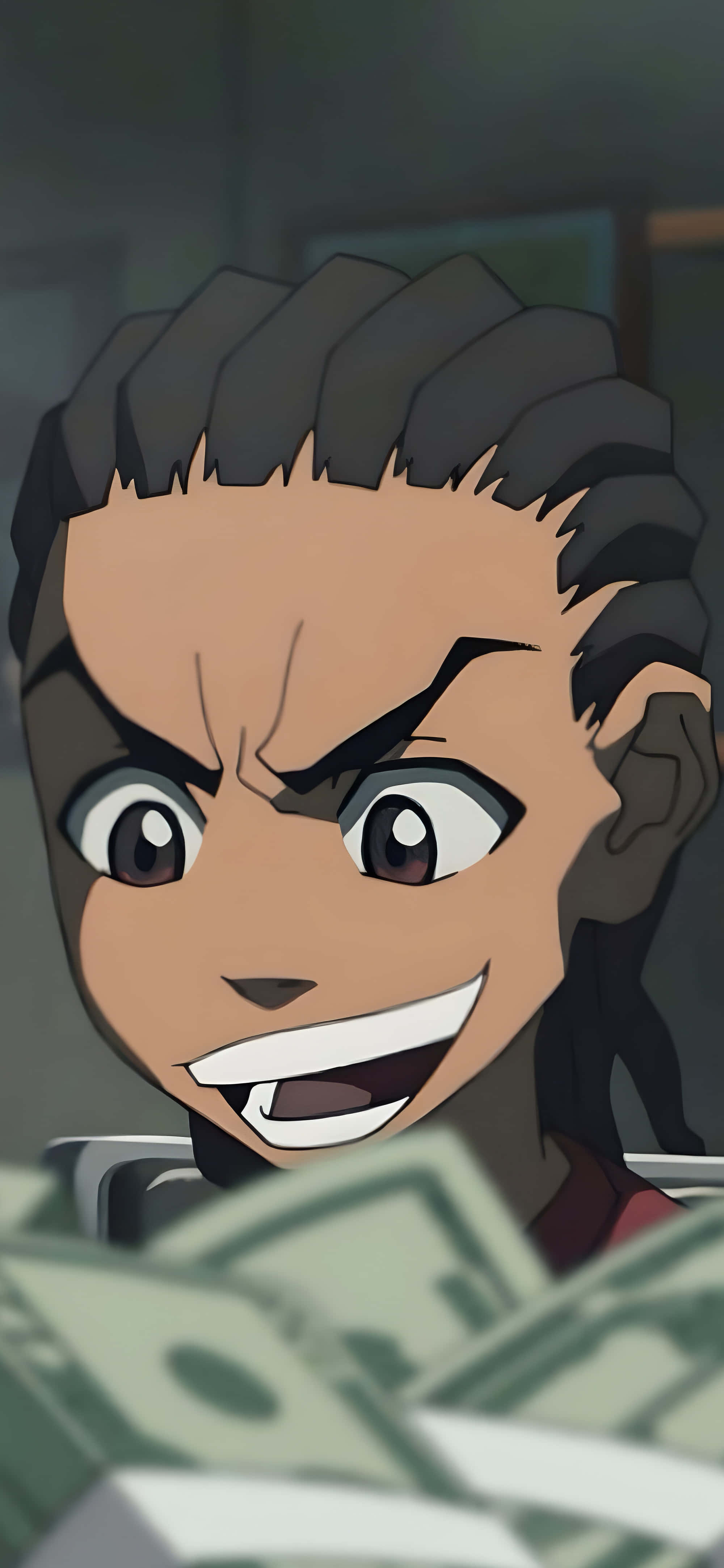 Riley Freeman, braided hair, green dollar bills, 4K Phone Wallpaper