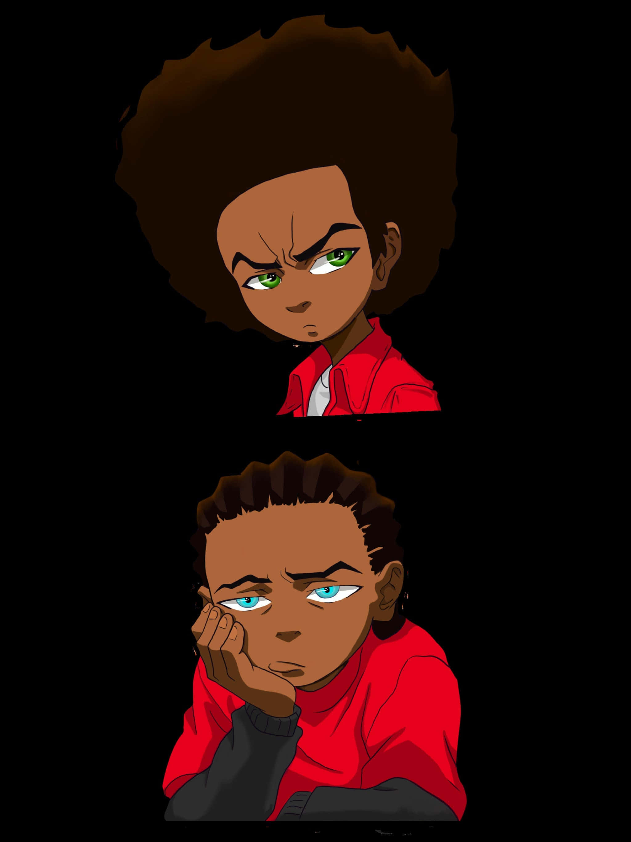 Riley Freeman, afros, red tops, 2K Phone Wallpaper
