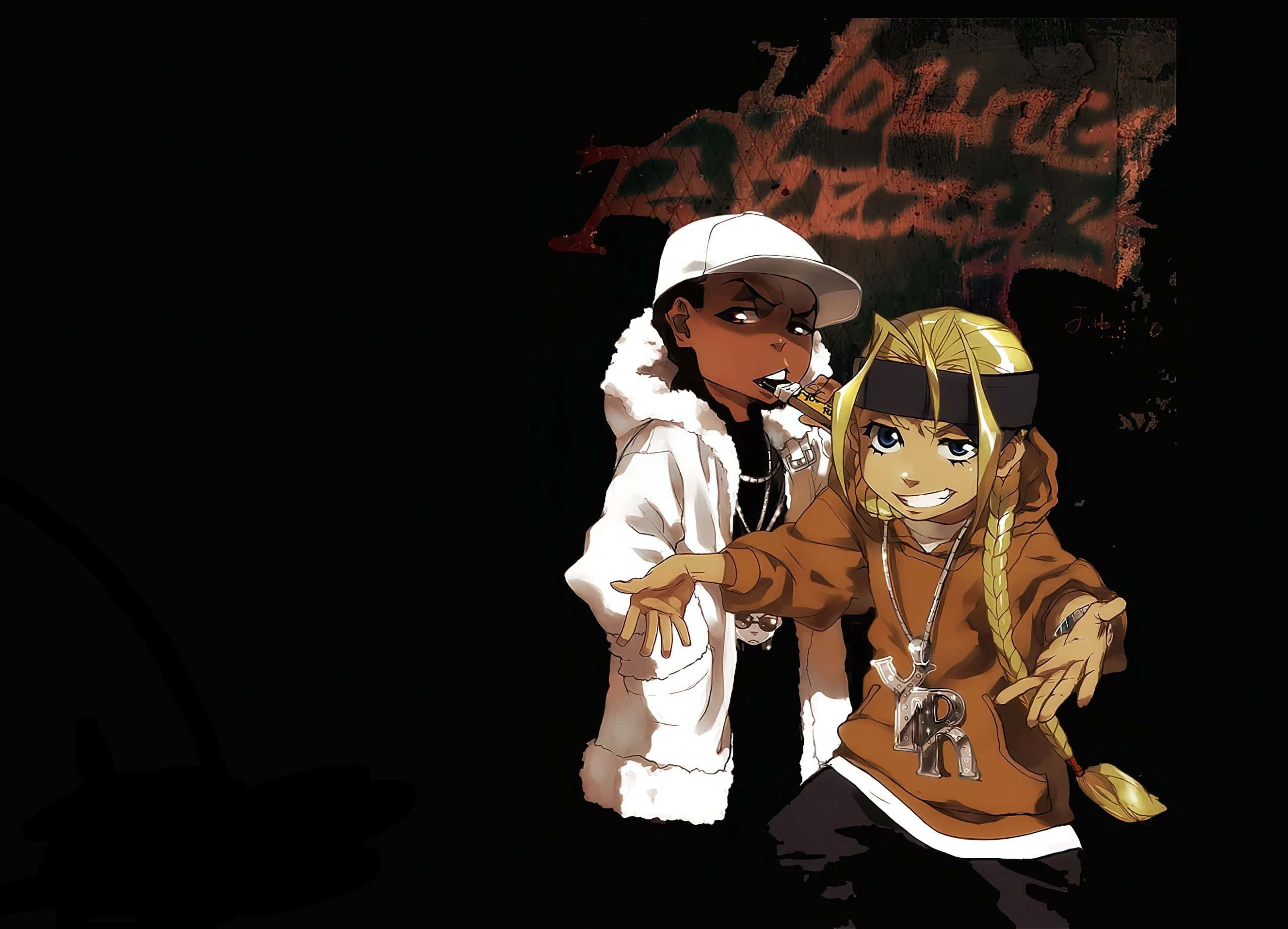 Riley Freeman, anime style, graffiti text, 2K Desktop Wallpaper