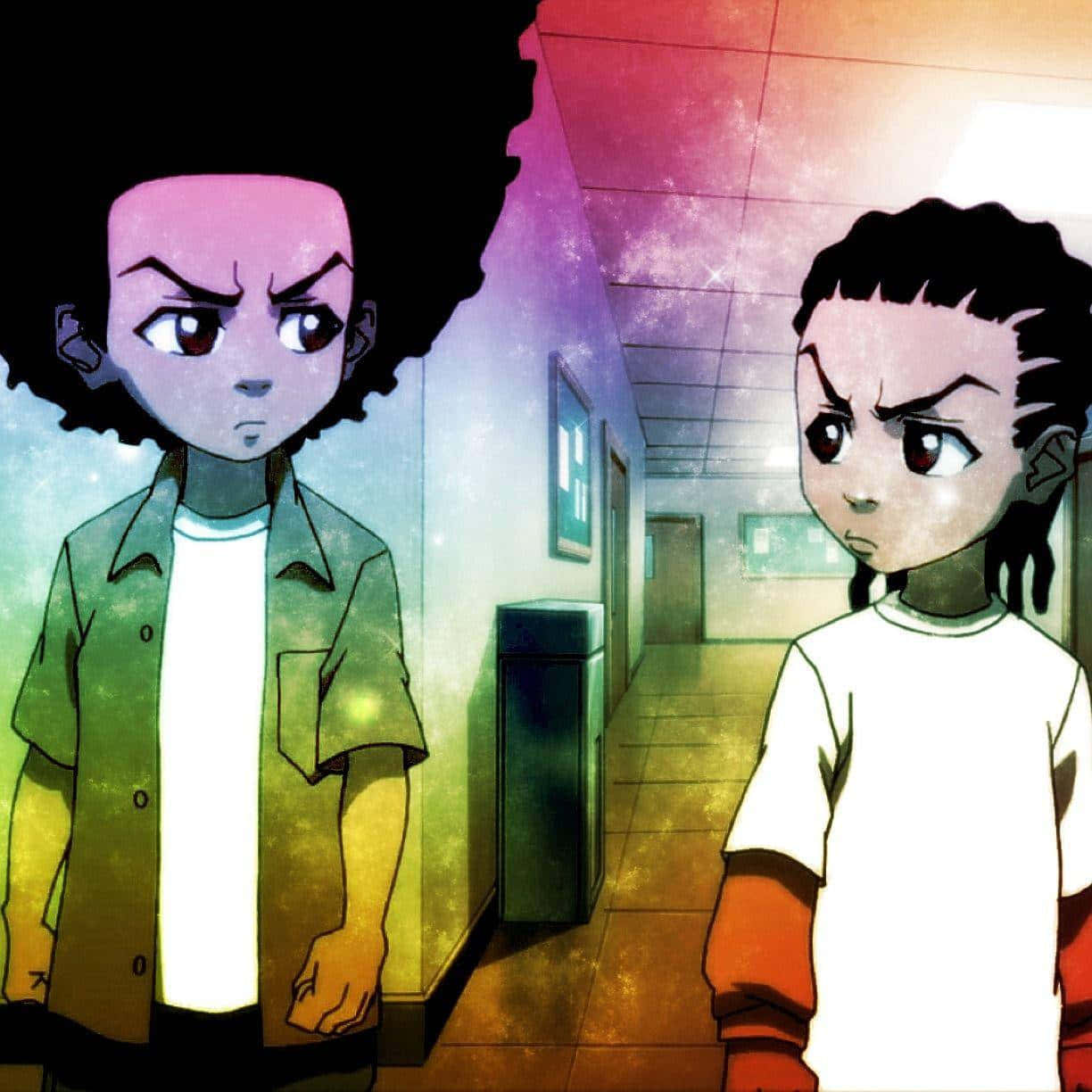 Riley Freeman, afros, hallway, SD Desktop Wallpaper