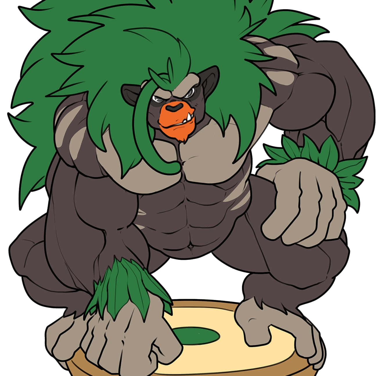 Rillaboom, green-haired gorilla, leaf adornments, HD Desktop Wallpaper