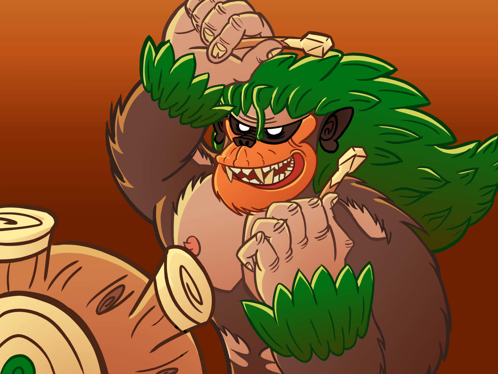 Digital Rillaboom, green leaf crown, tribal tattoos, HD Desktop Wallpaper