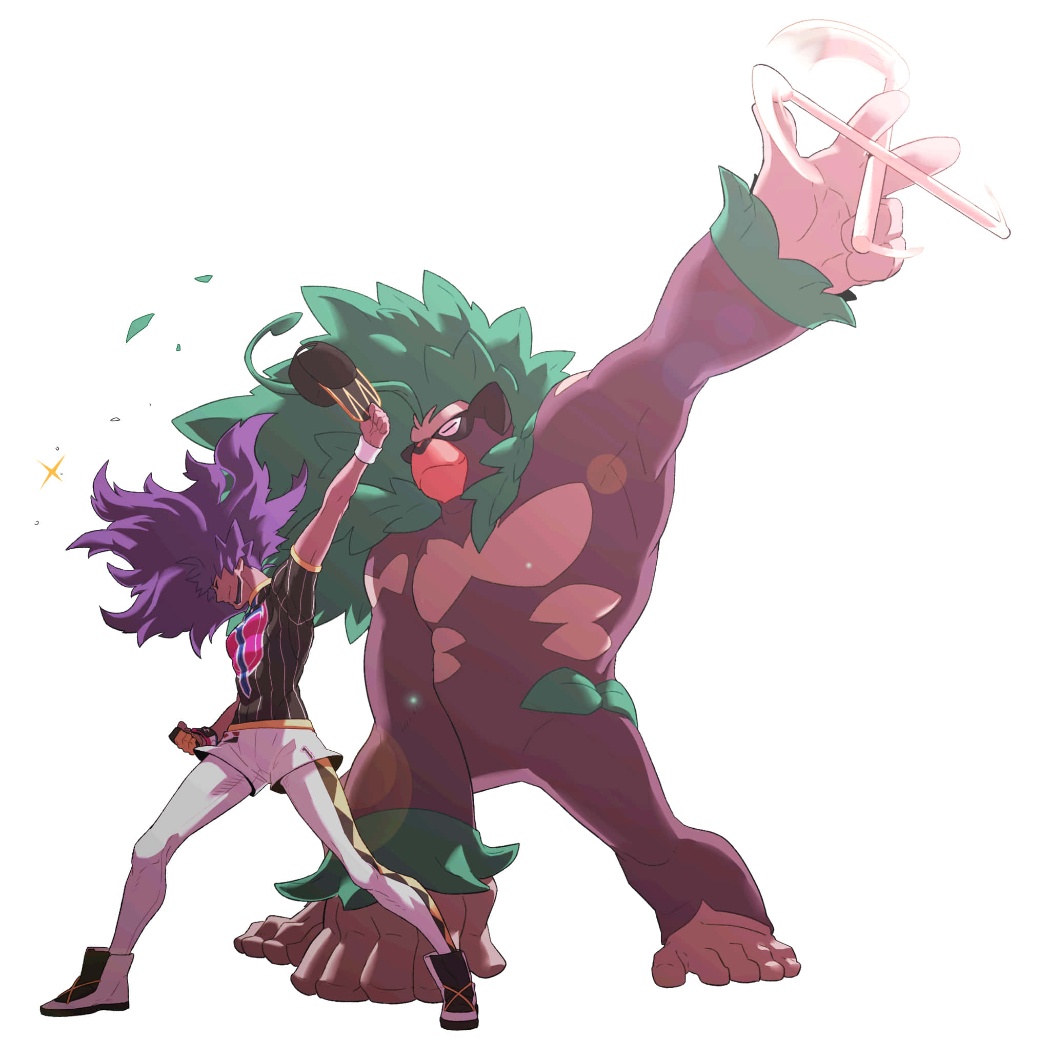 Rillaboom, purple-haired fighter, large plant-like creature, Full HD Phone Wallpaper