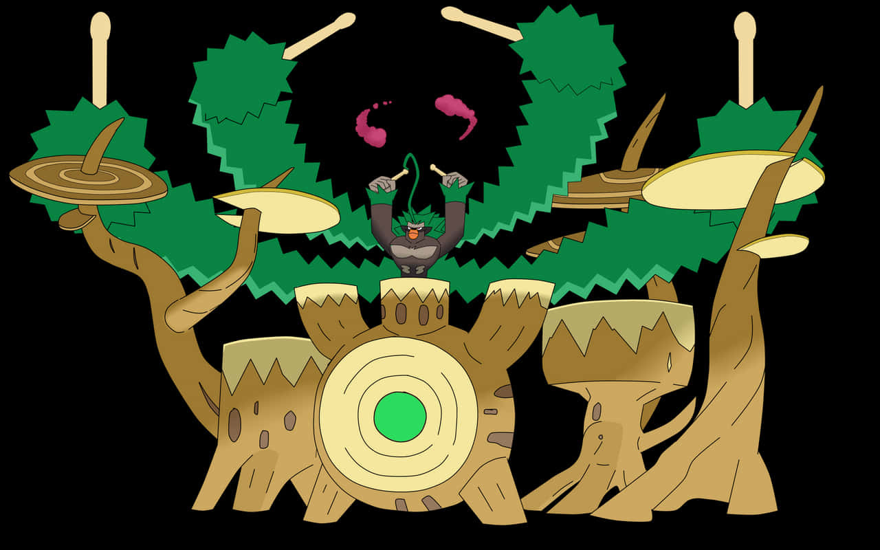 Rillaboom, drum, tree-stump drum, HD Desktop Wallpaper