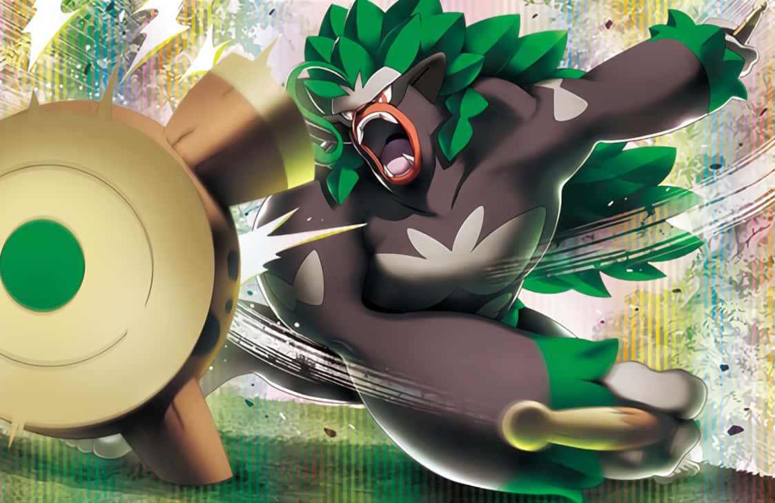 Rillaboom, drum-like weapon, green leafy spikes, SD Desktop Wallpaper