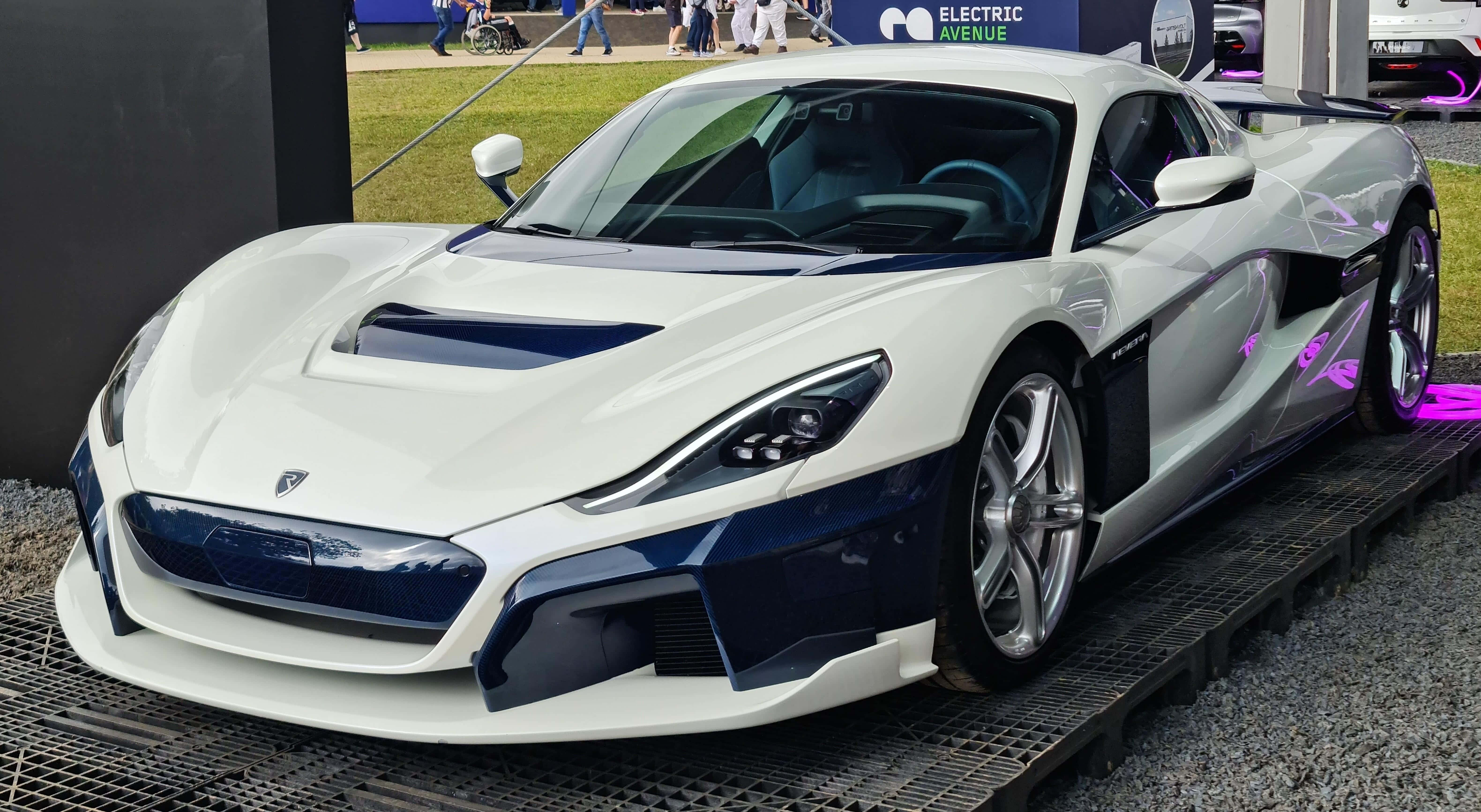 Rimac C Two, electric hypercar, white and blue, 5K Desktop Wallpaper
