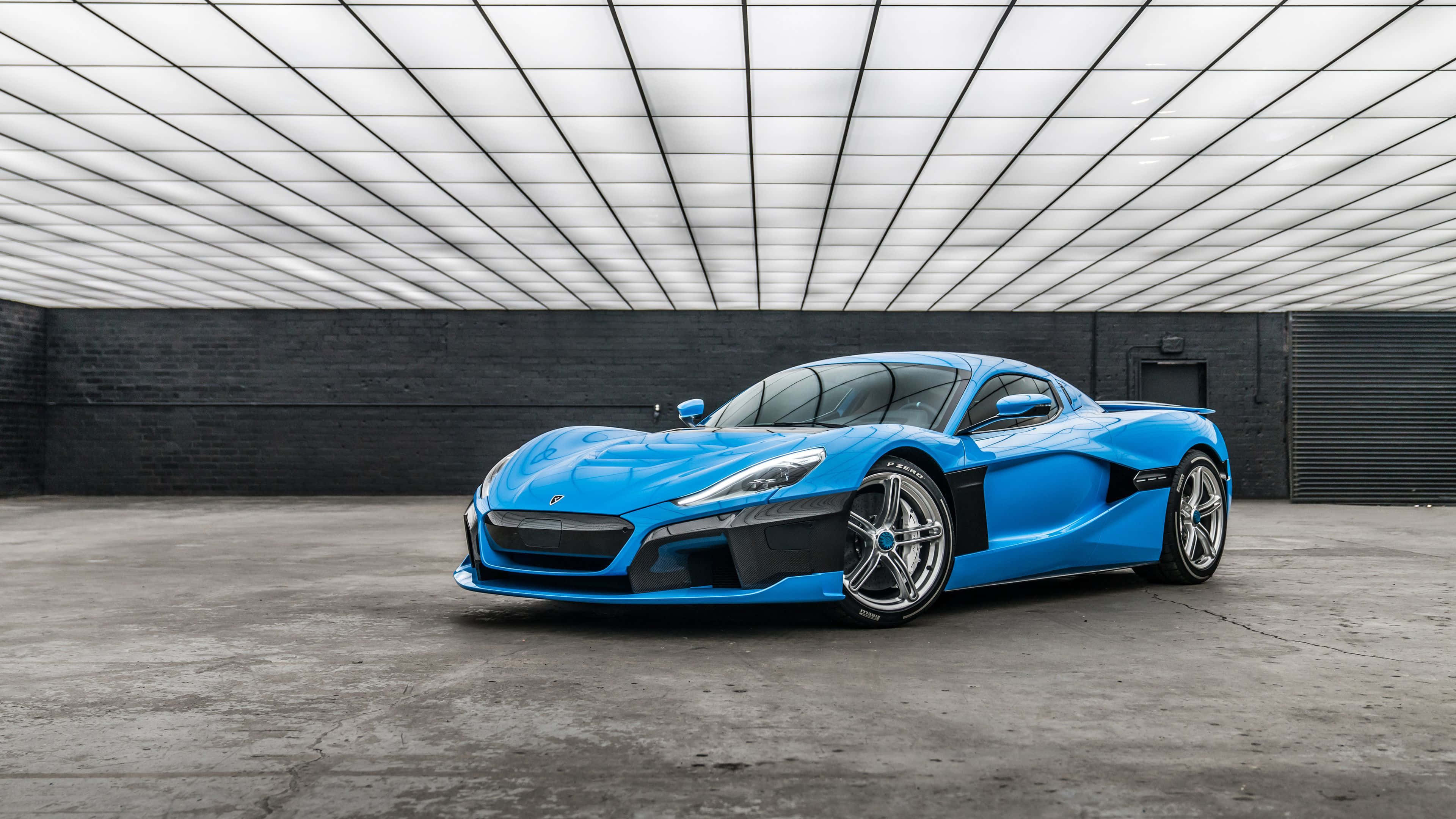 Rimac C Two, vibrant blue, black accents, 4K Desktop Wallpaper