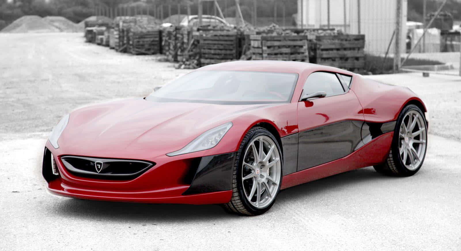 Rimac Concept One, red and black, silver rims, HD Desktop Wallpaper