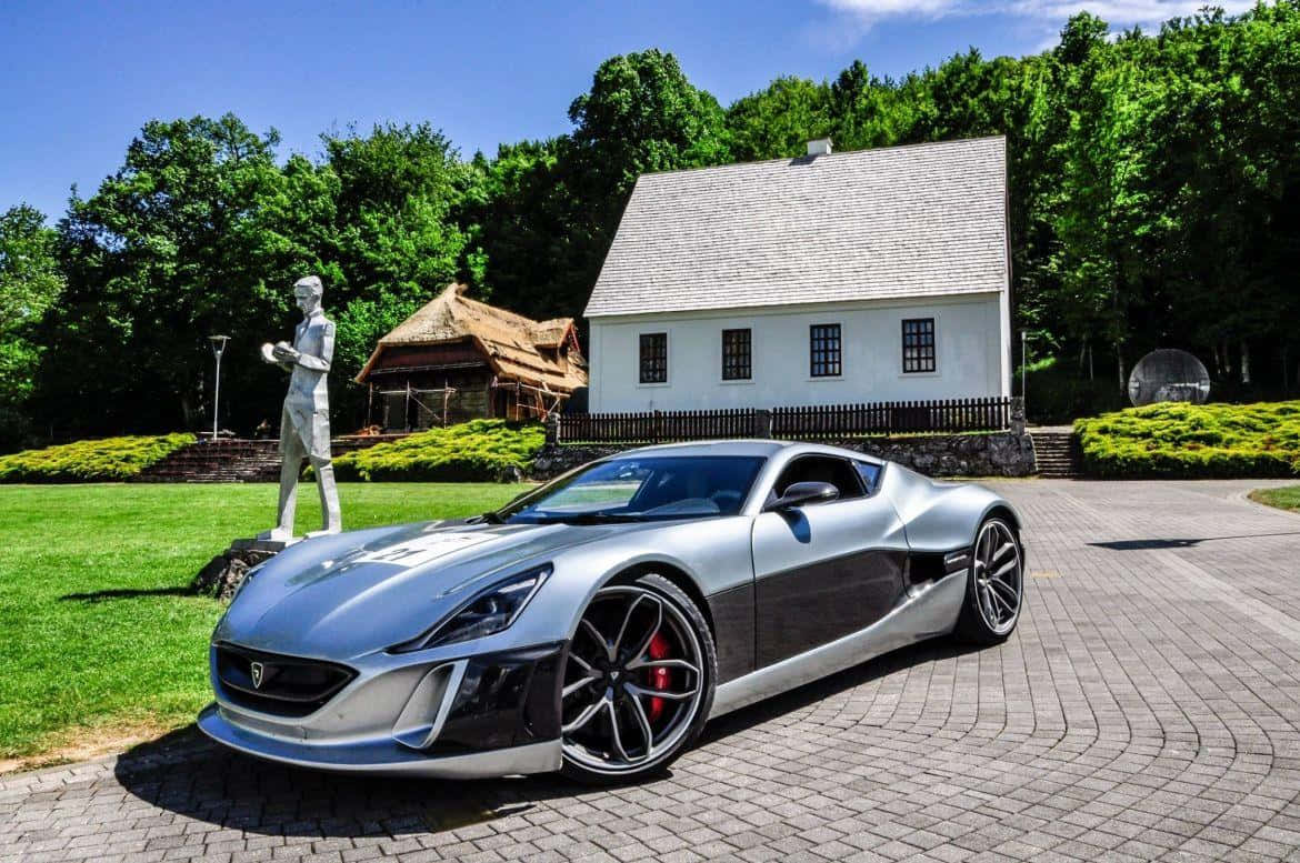 Rimac Concept One, silver, red brake calipers, SD Desktop Wallpaper