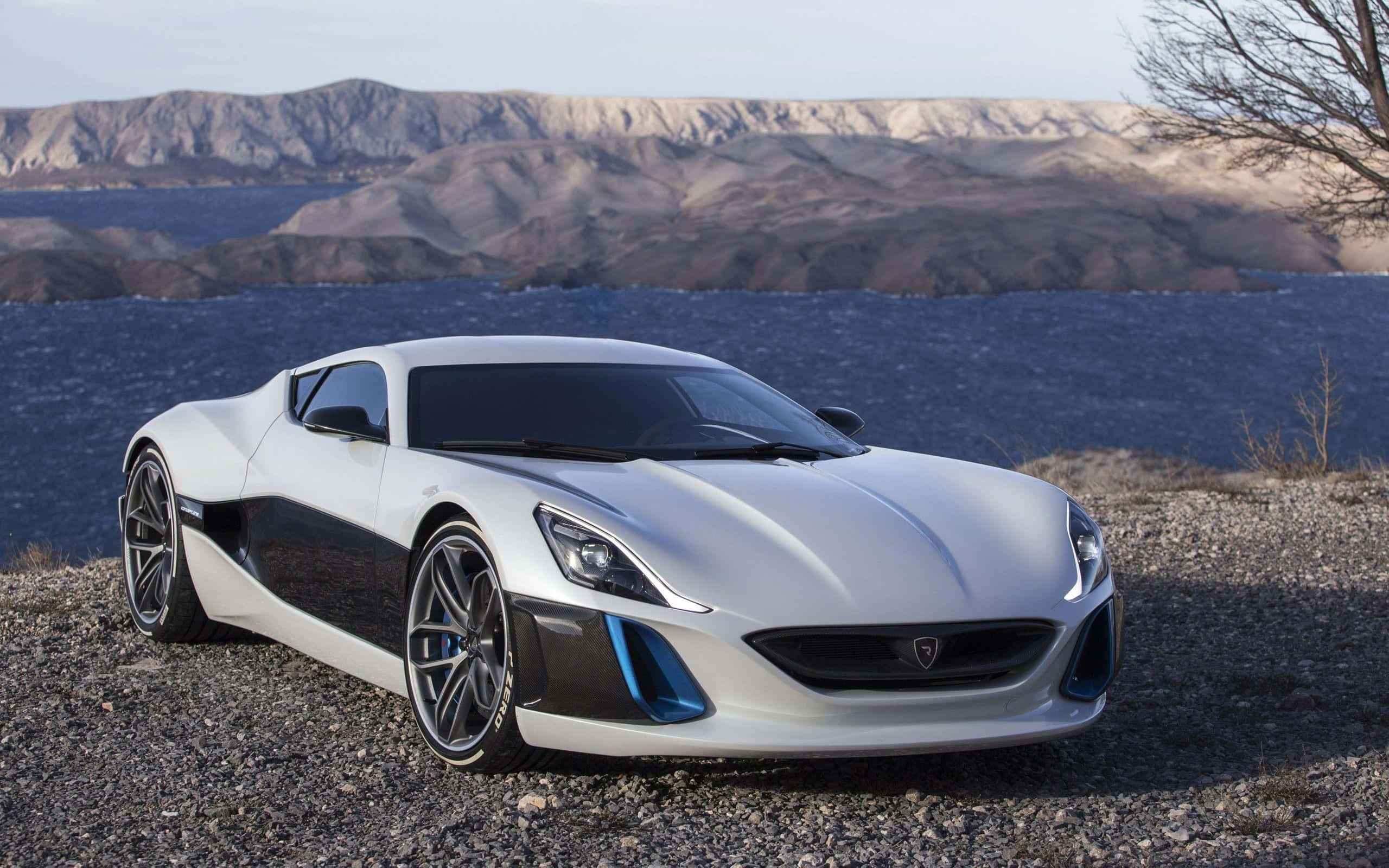 Rimac Concept S, silver, blue accents, 2K Desktop Wallpaper