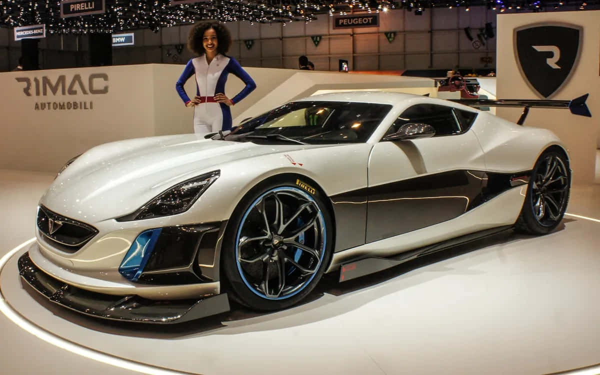 Rimac Concept S, white and black, blue accents, SD Desktop Wallpaper