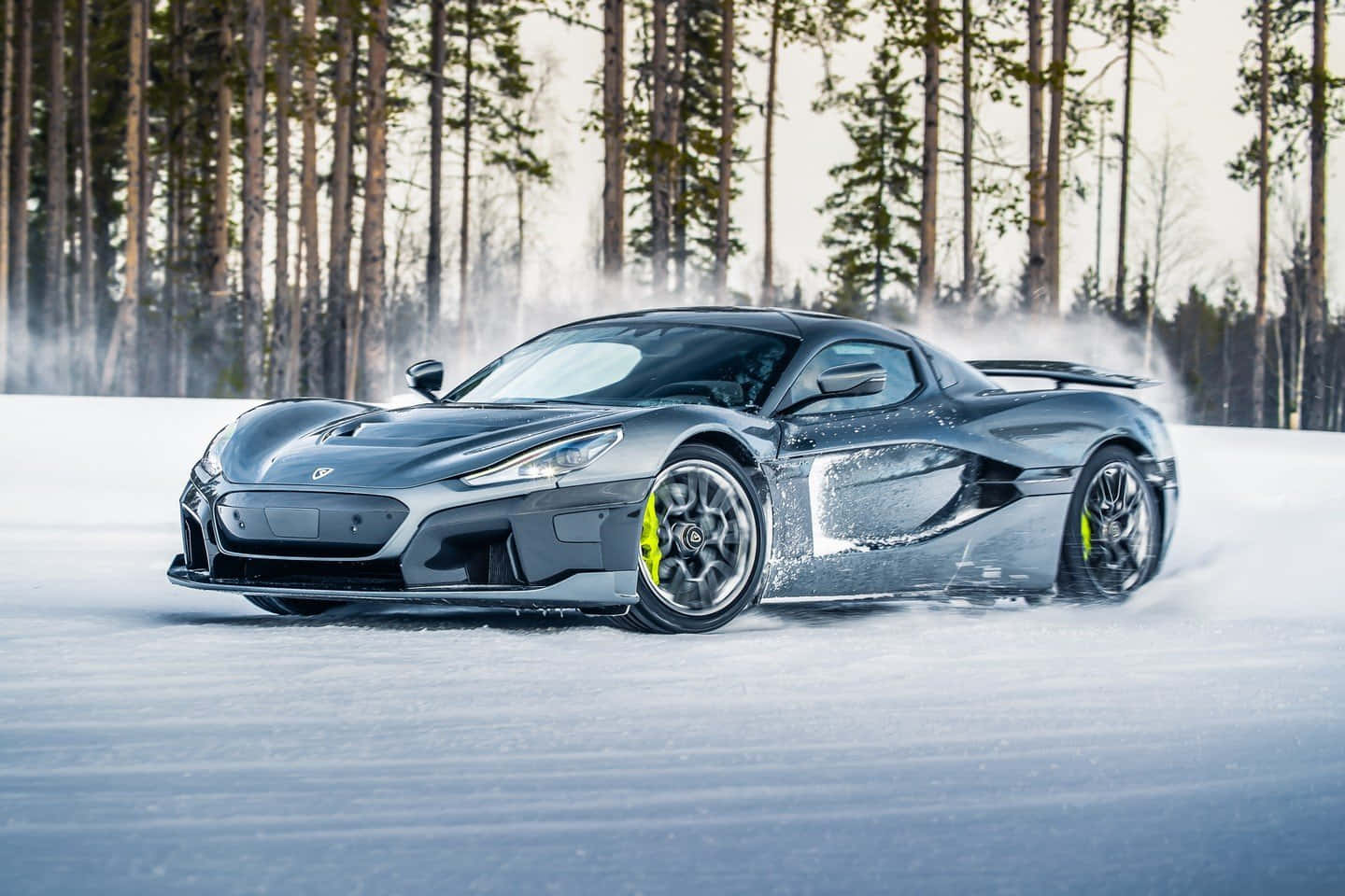 Rimac Nevera, gray, yellow brake calipers, HD Desktop Wallpaper