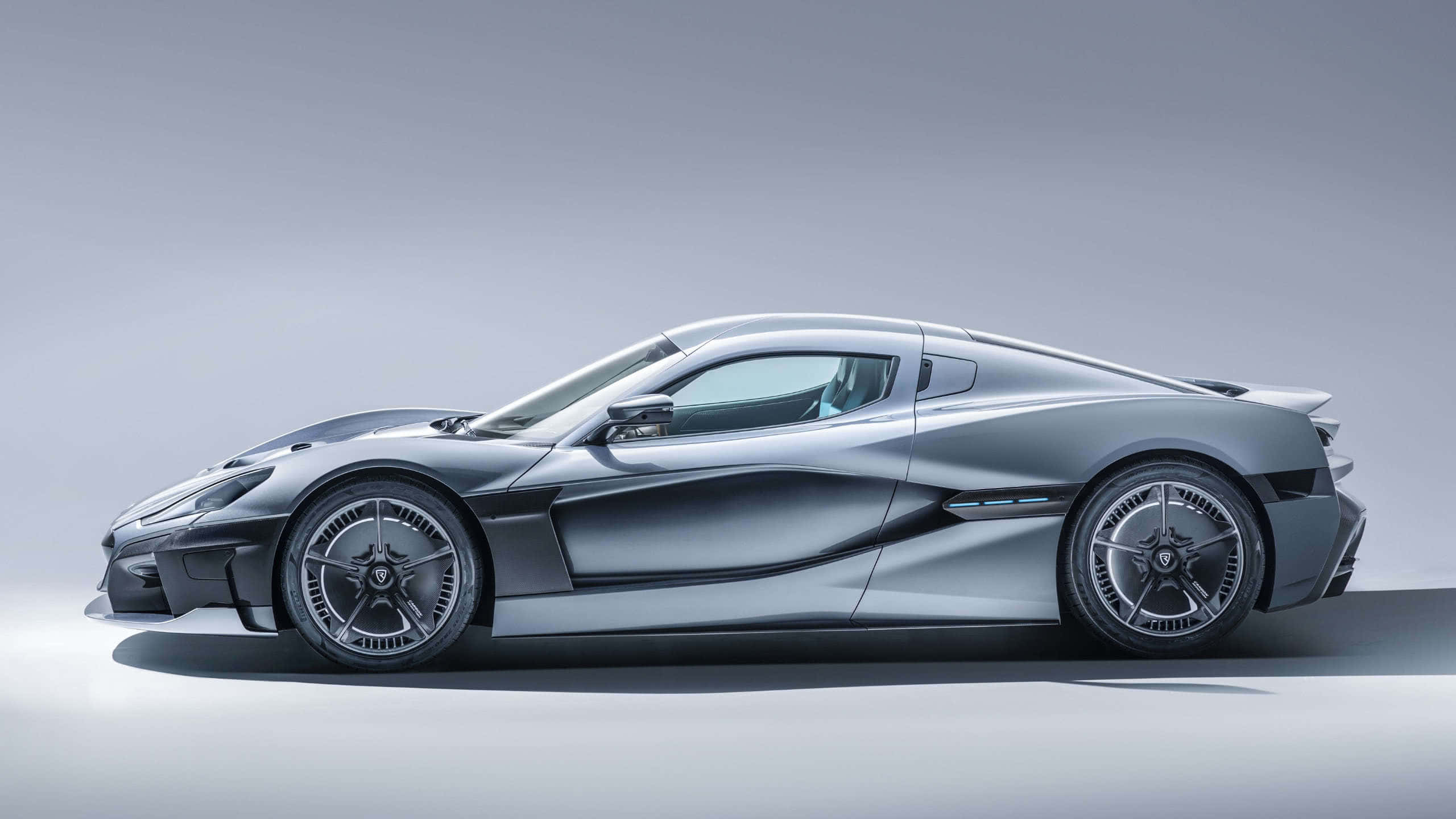 Rimac Nevera, silver, aerodynamic curves, 2K Desktop Wallpaper