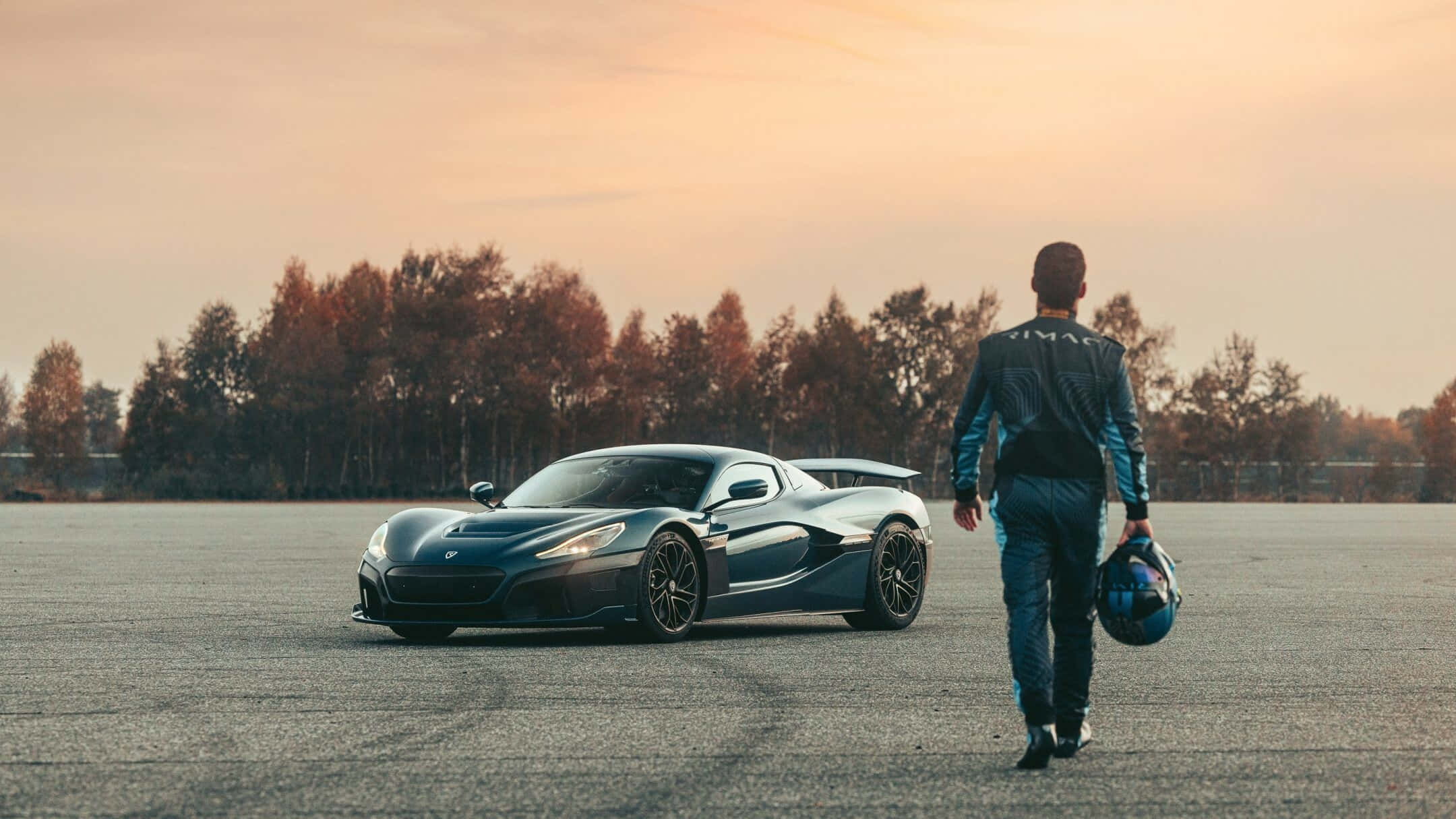 Rimac Nevera, dark blue, tarmac, Full HD Desktop Wallpaper
