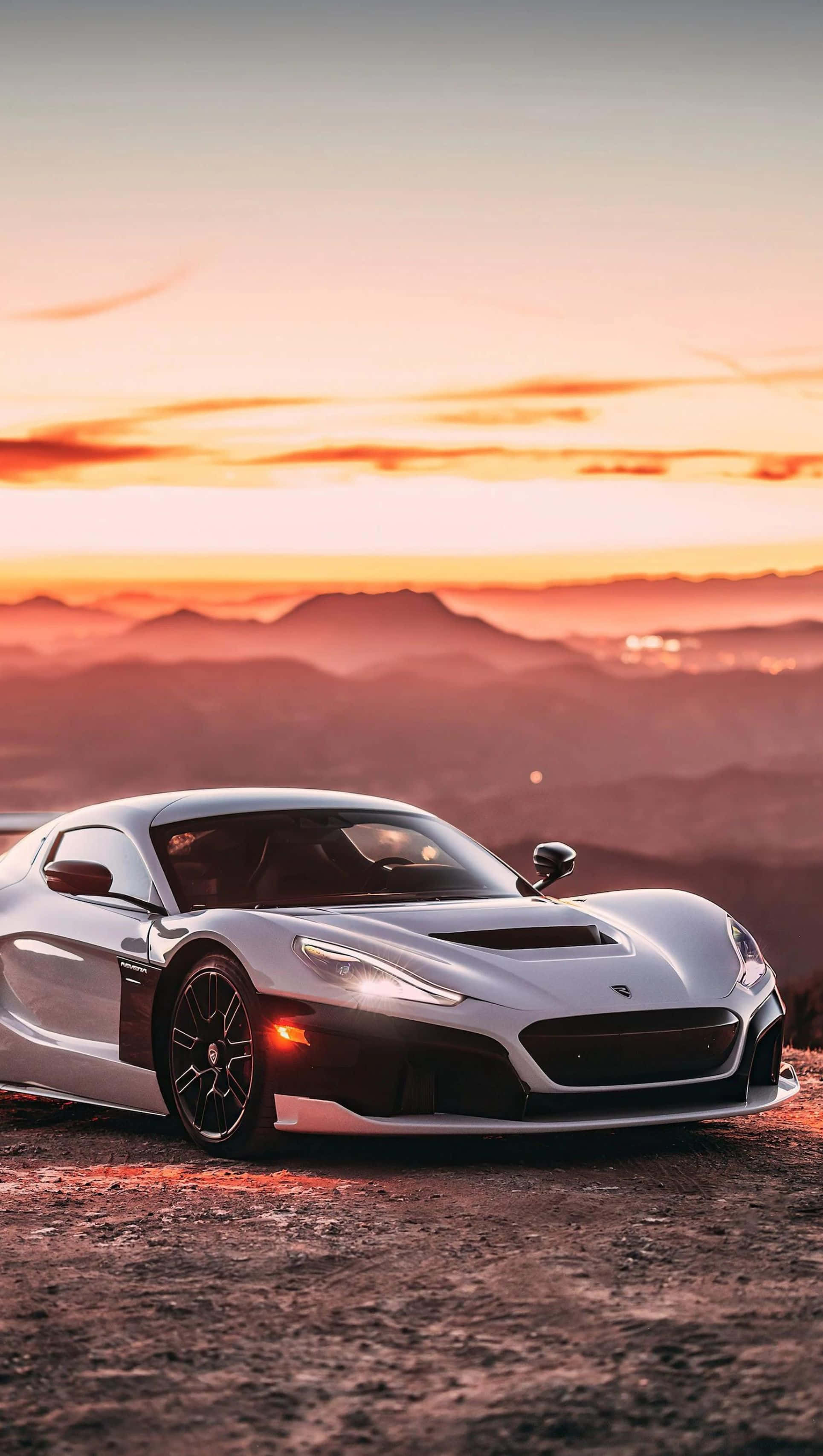 Rimac 1930, silver, mountain ridge, 2K Phone Wallpaper