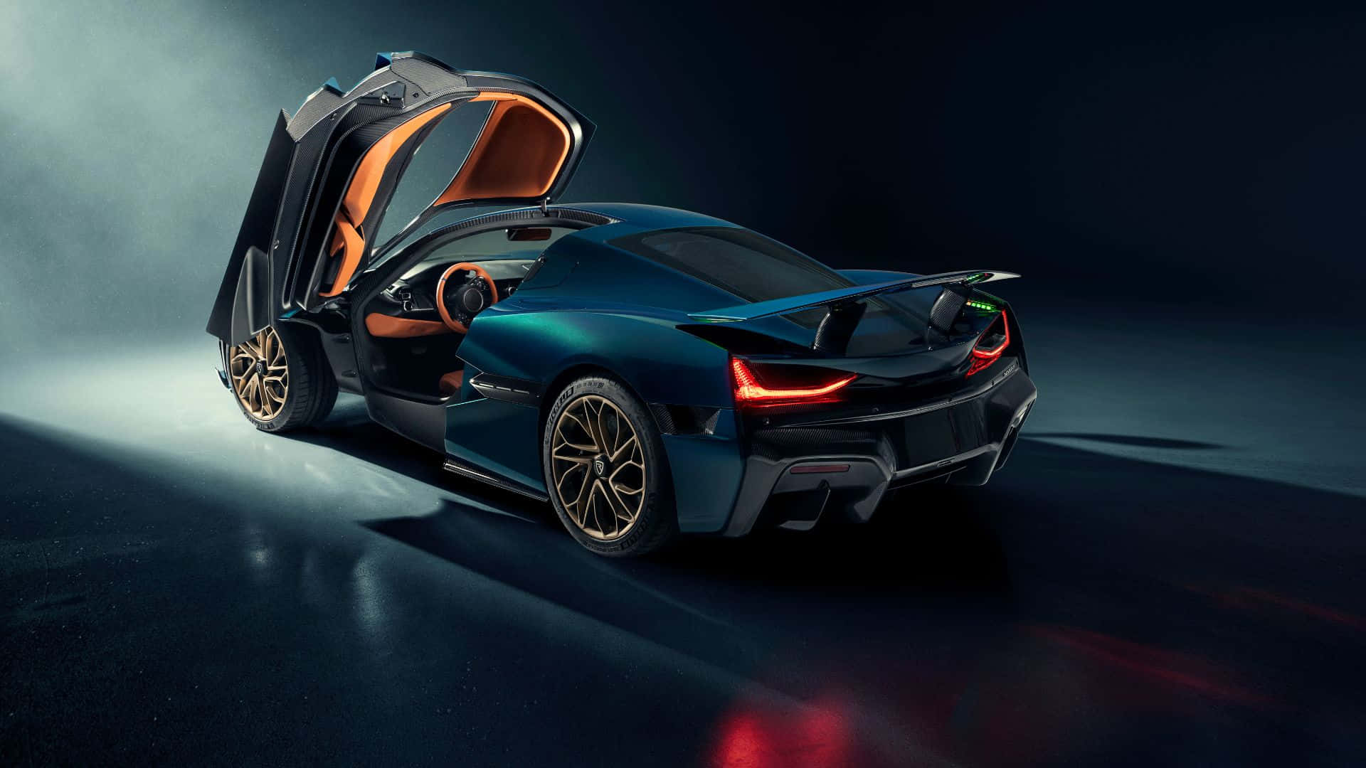 Rimac, blue, gullwing doors, Full HD Desktop Wallpaper