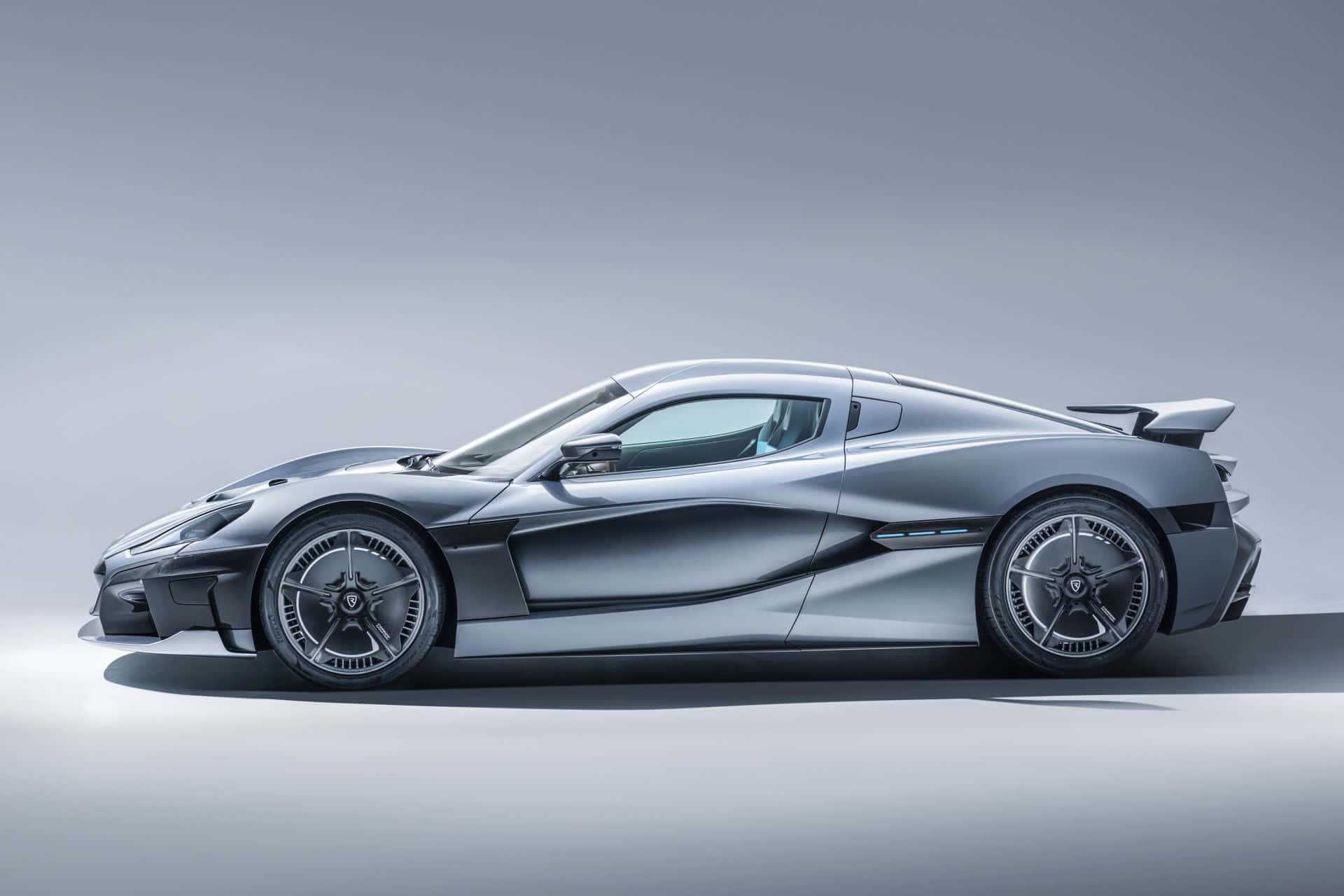 Rimac C Two, silver, black wheels, Full HD Desktop Wallpaper