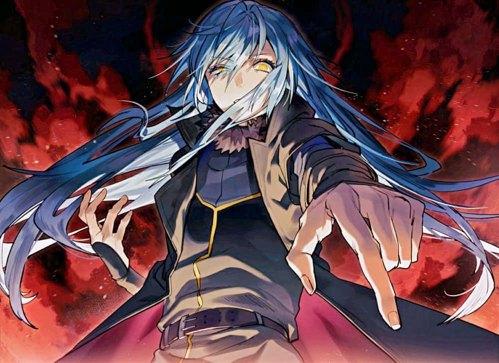 Rimuru, red smoke, blue-haired, SD Desktop Wallpaper