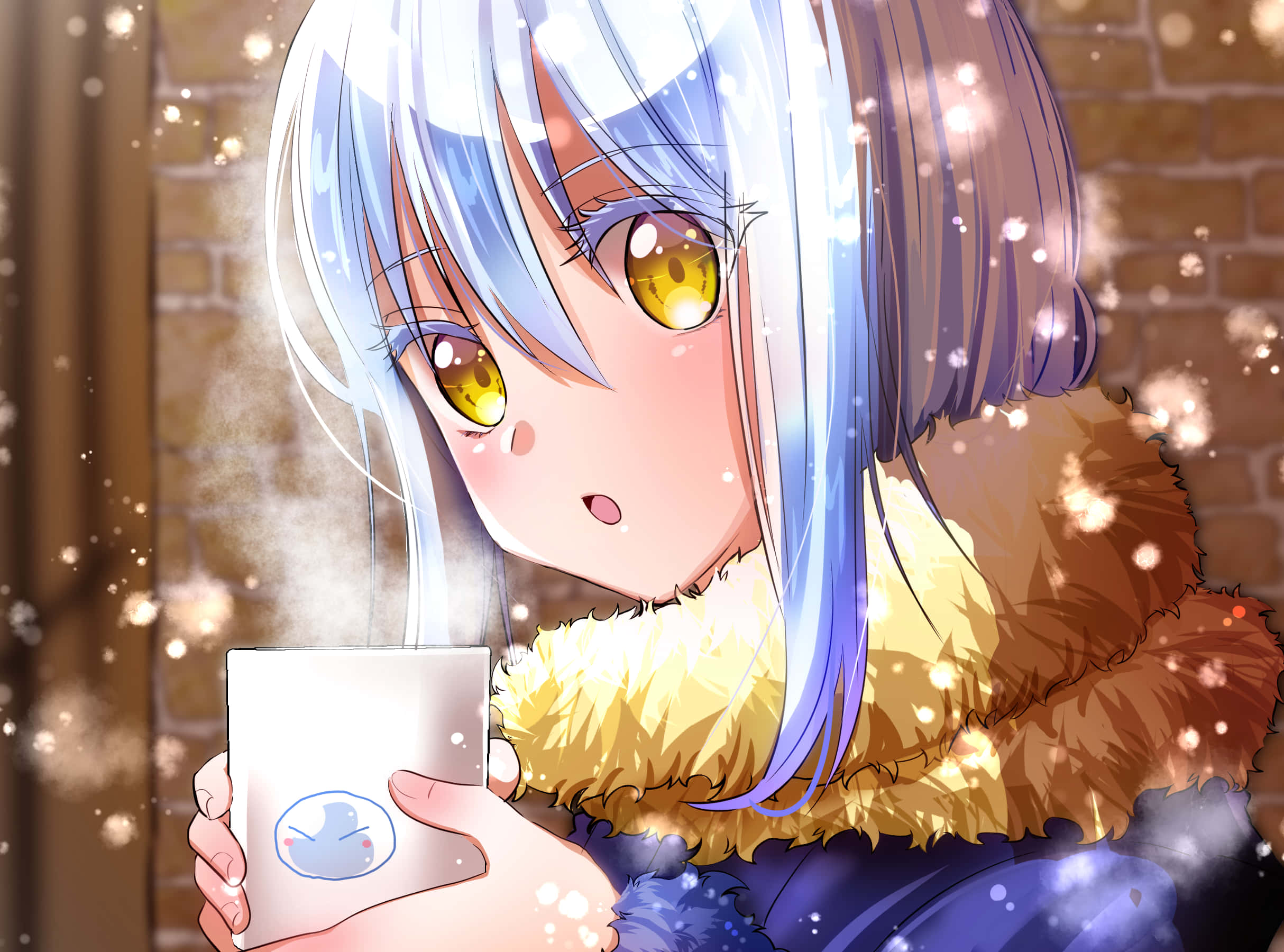 Rimuru, blue-haired, golden eyes, Full HD Desktop Wallpaper