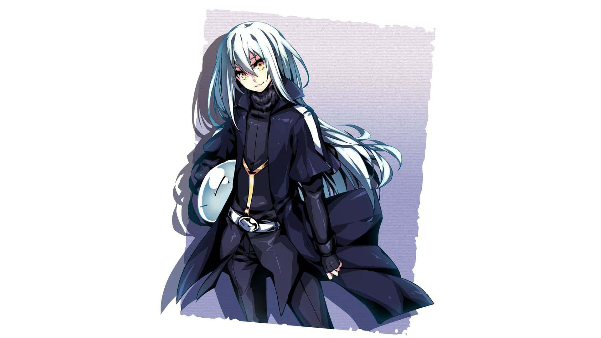 Rimuru, black outfit, silver-haired anime character, Full HD Desktop Wallpaper