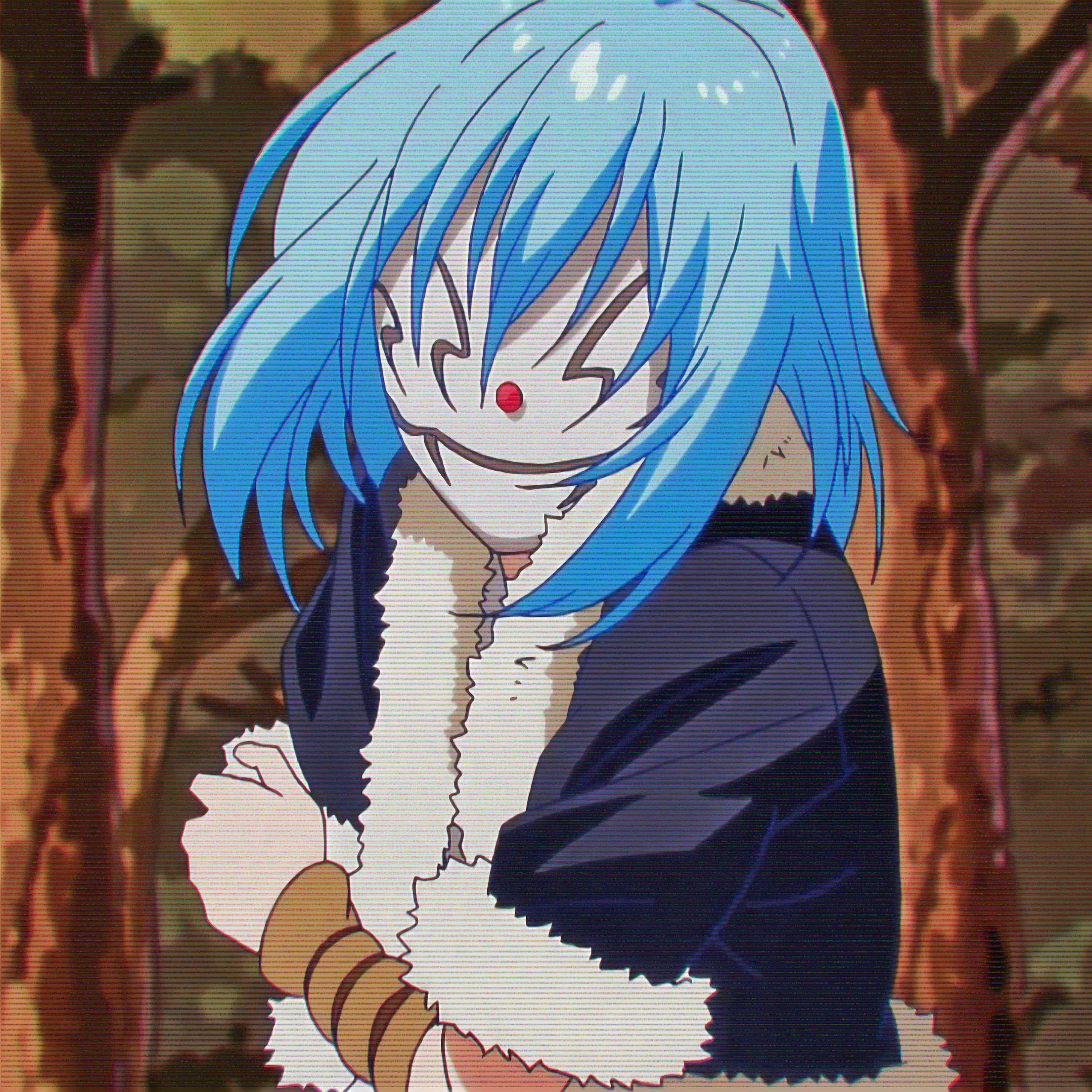 Rimuru, blue-haired anime character, white mask, 2K Desktop Wallpaper