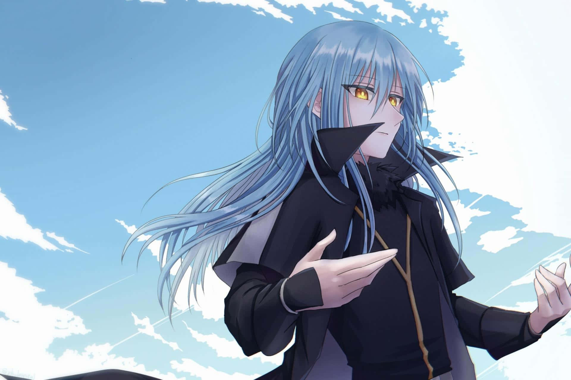 Rimuru, blue sky, blue-haired, Full HD Desktop Wallpaper