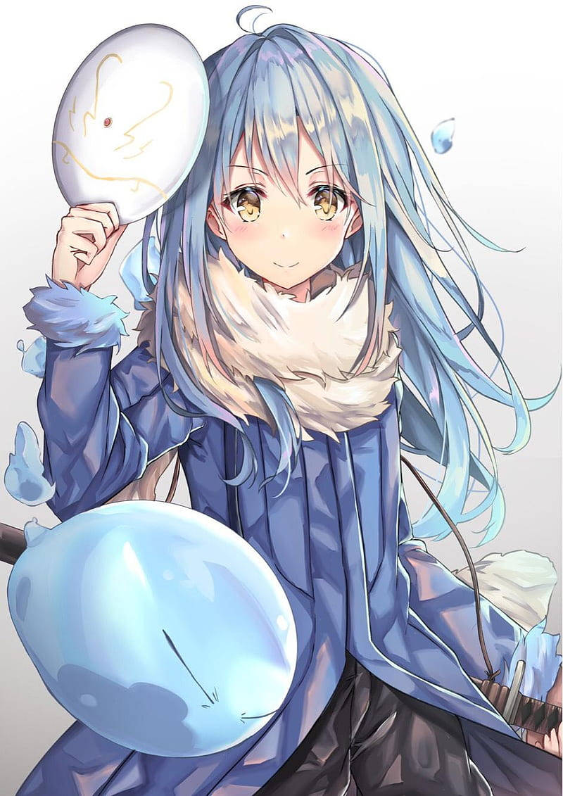 Rimuru, blue hair, golden eyes, SD Phone Wallpaper