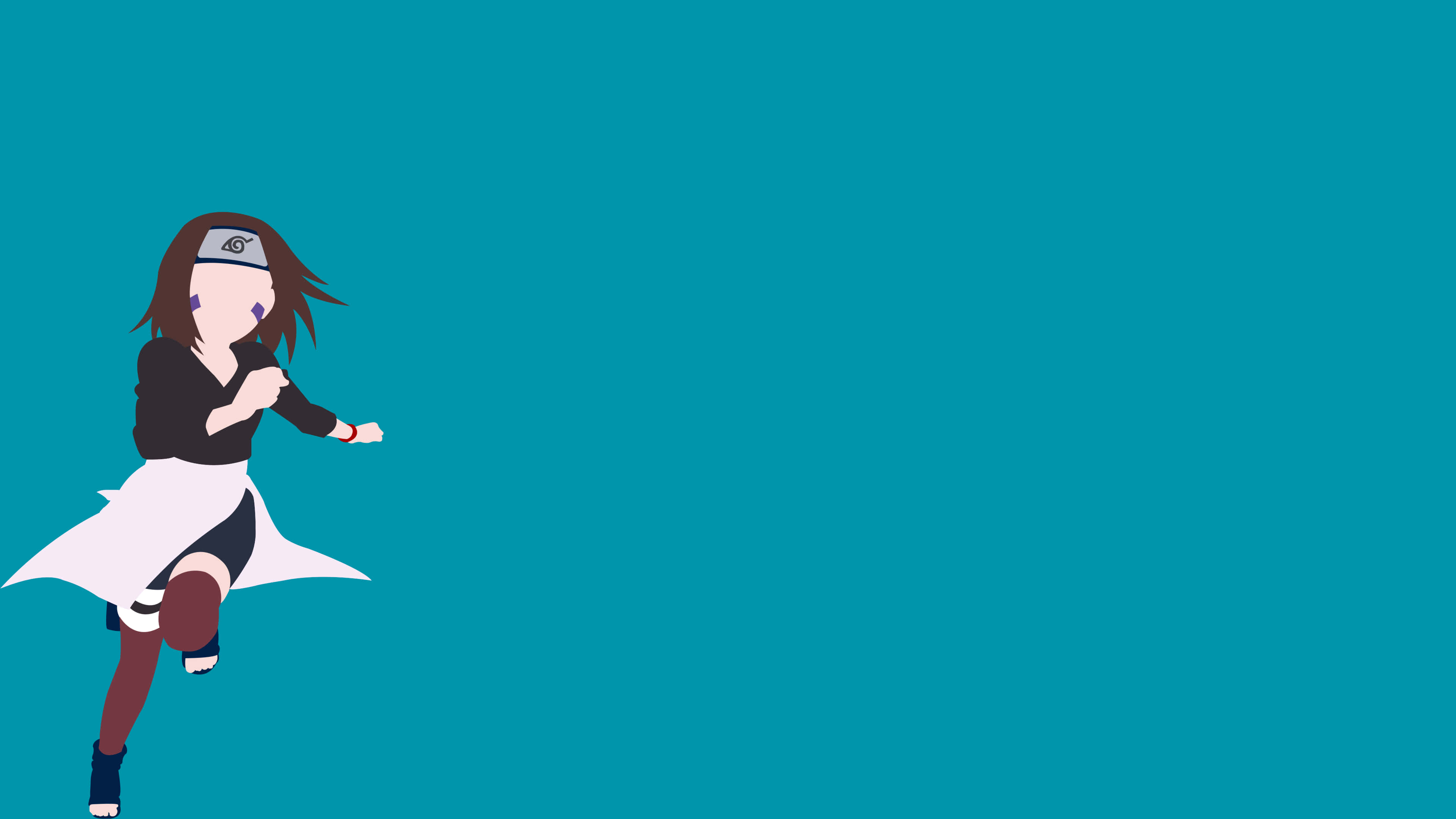 Rin Nohara, ninja outfit, teal background, 4K Desktop Wallpaper