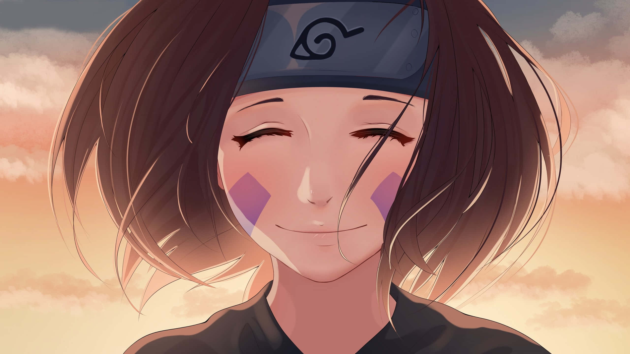 Rin Nohara, brown hair, purple cheek marks, 2K Desktop Wallpaper