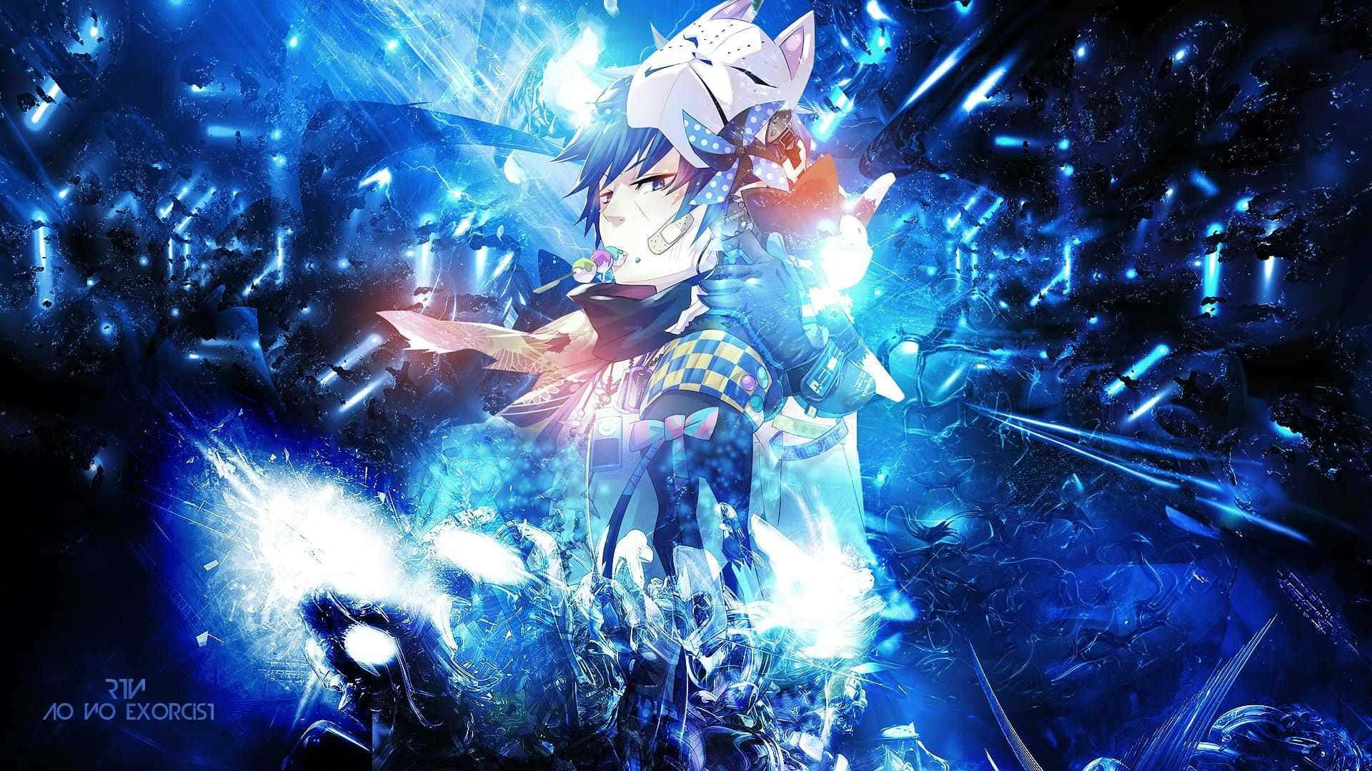 Rin Okumura, full battle mode, cosmic blue battlefield, Full HD Desktop Wallpaper