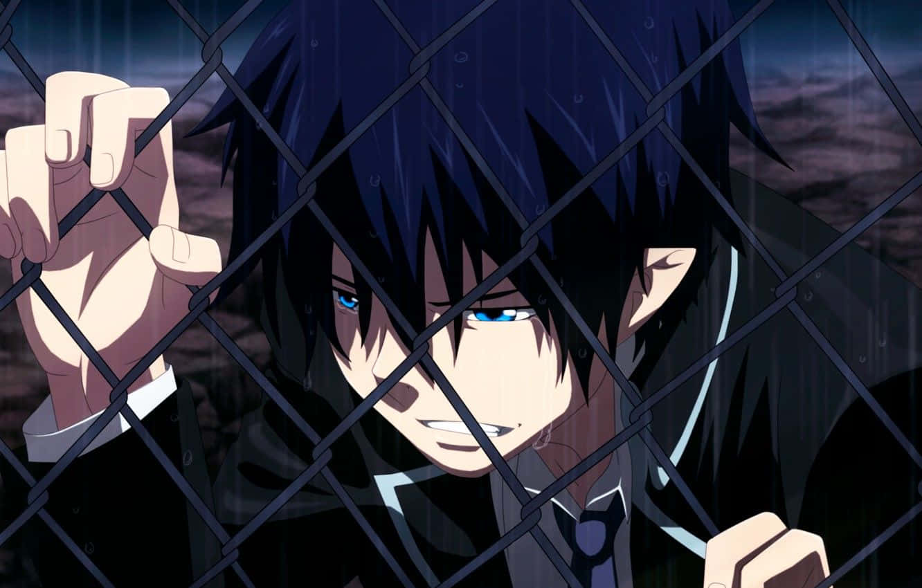 Rin Okumura, battle scene, dark-haired anime boy, HD Desktop Wallpaper