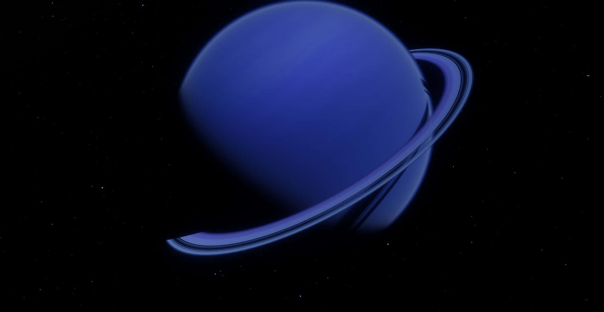 ringed planet, blue planet, glowing rings, Full HD Desktop Wallpaper