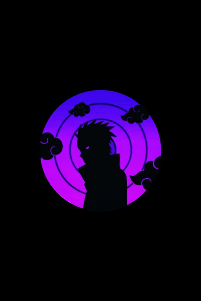 Rinnegan, spiky-haired anime character, glowing purple circular seal, SD Phone Wallpaper