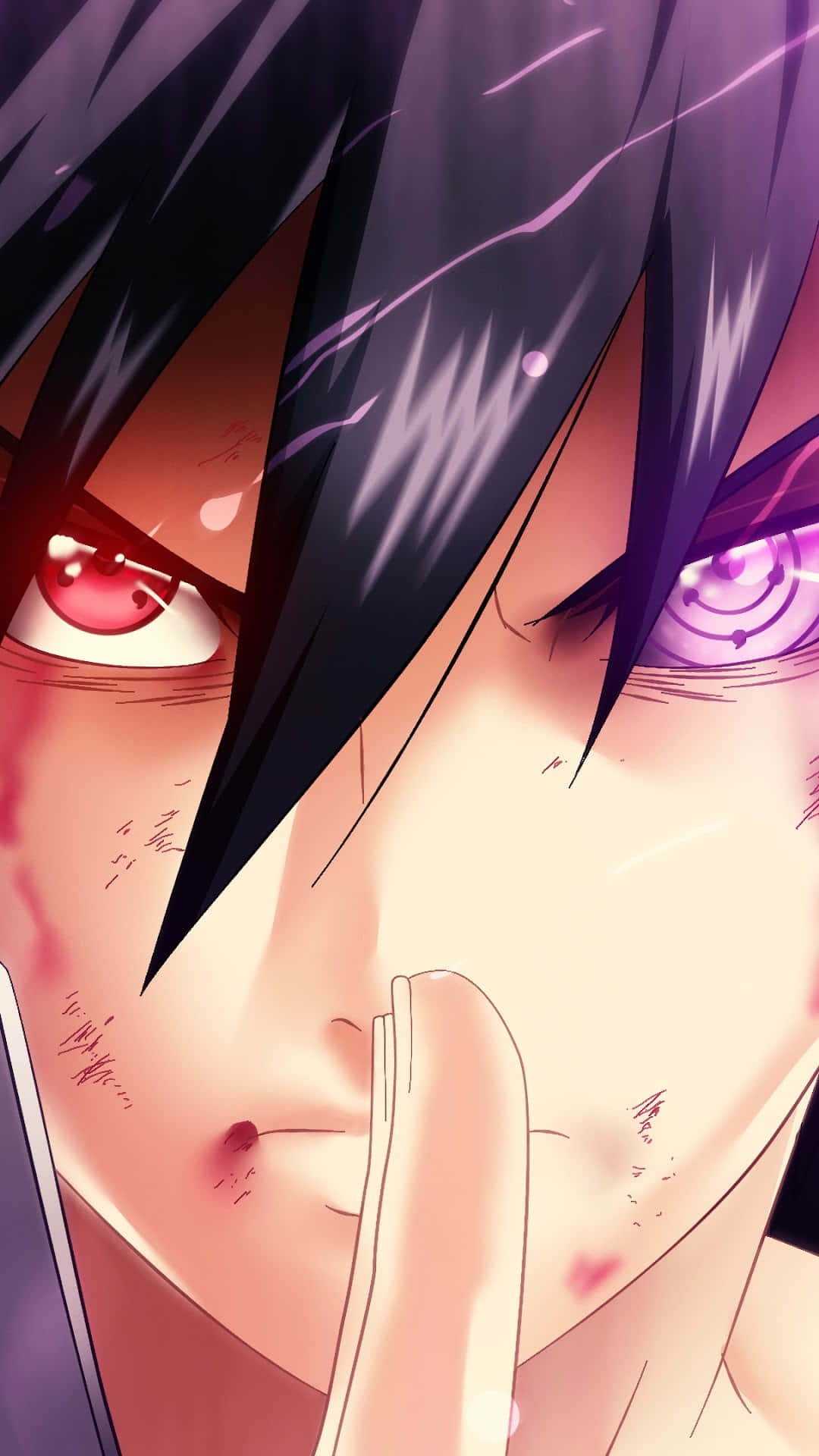 Rinnegan, purple eyes, red and purple eyes, Full HD Phone Wallpaper