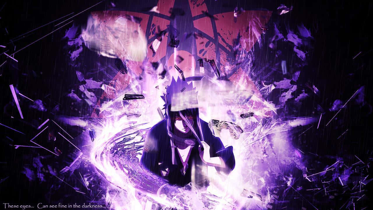 Rinnegan, purple chakra blast, red eyes, HD Desktop Wallpaper